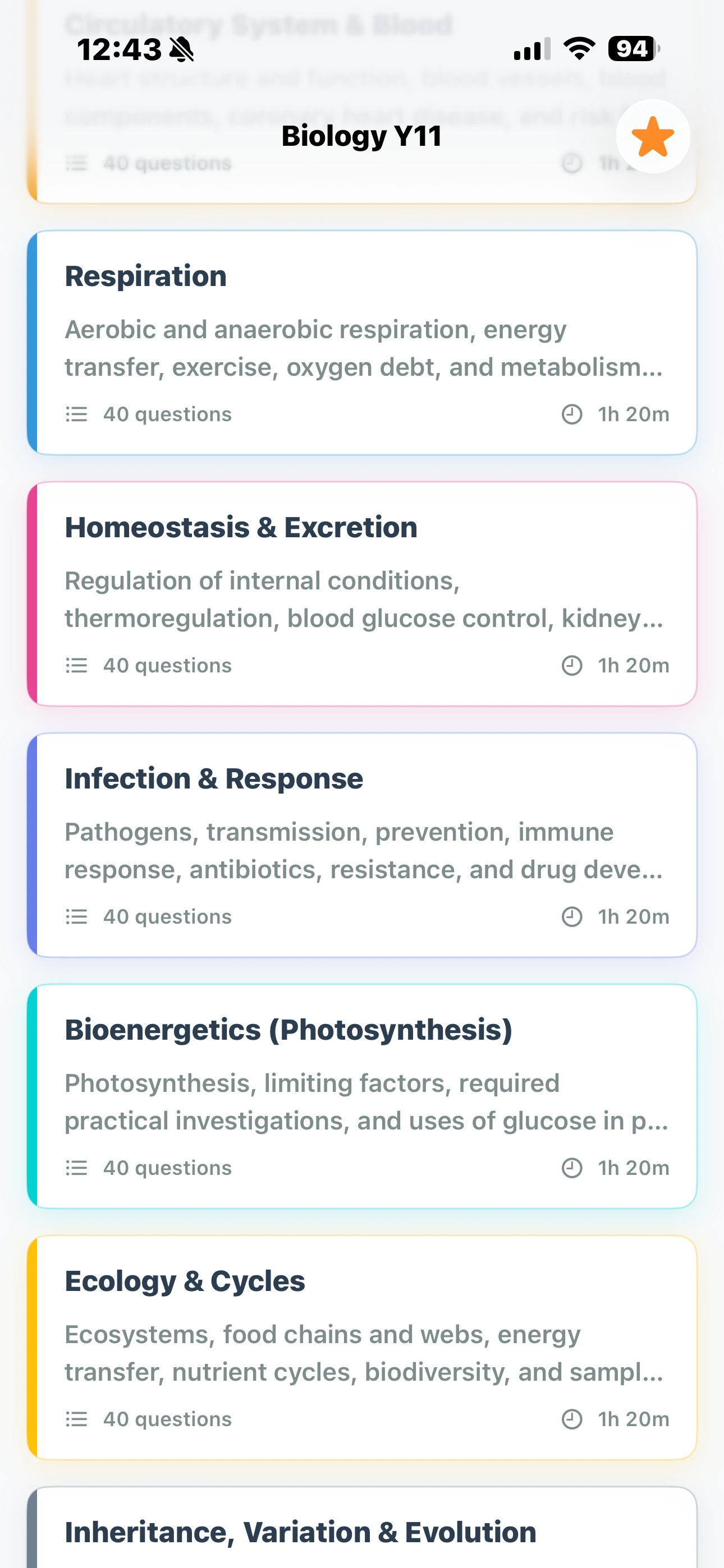 iPhone Screenshot - More Topics
