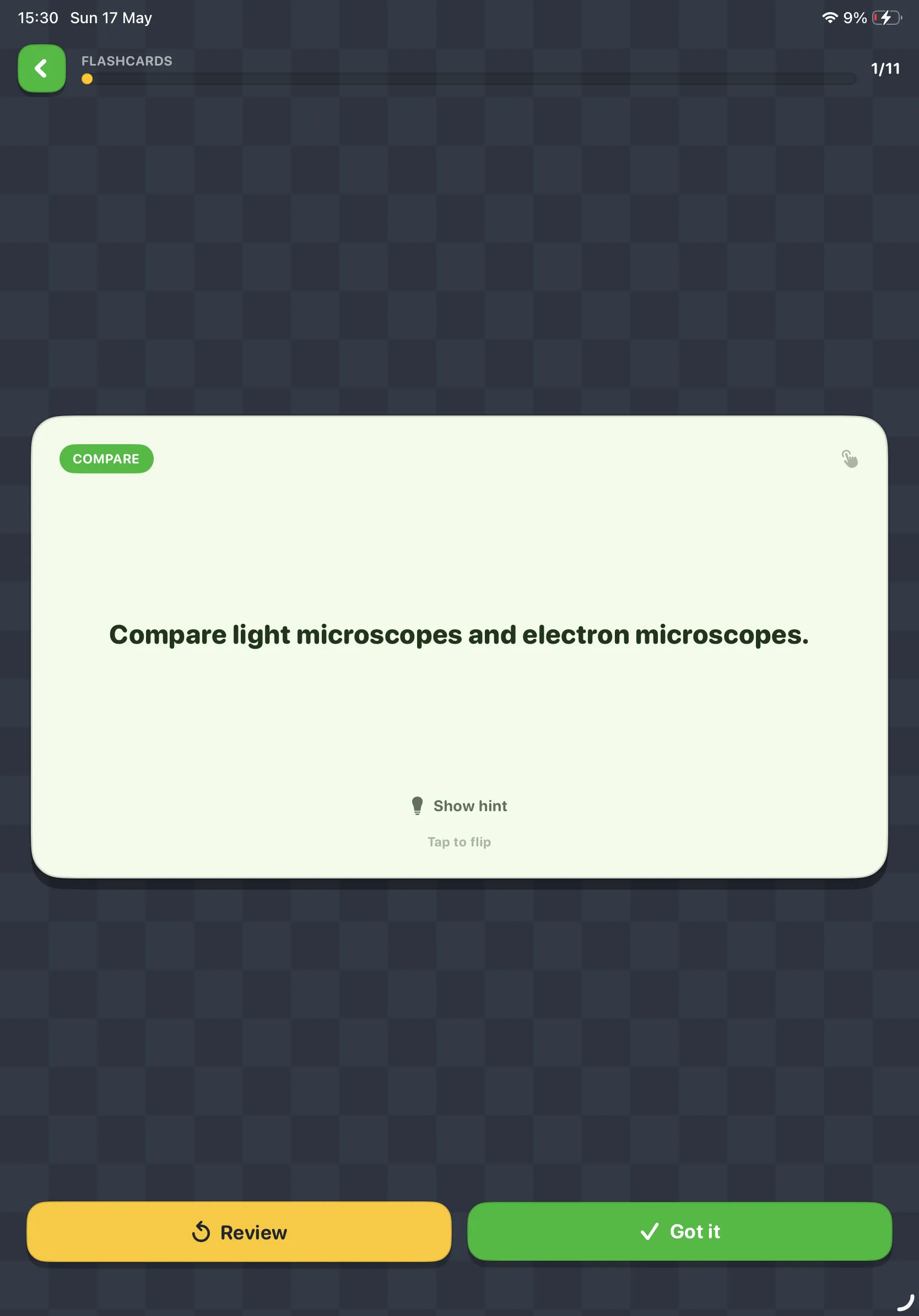 iPad Screenshot - Flashcard term side