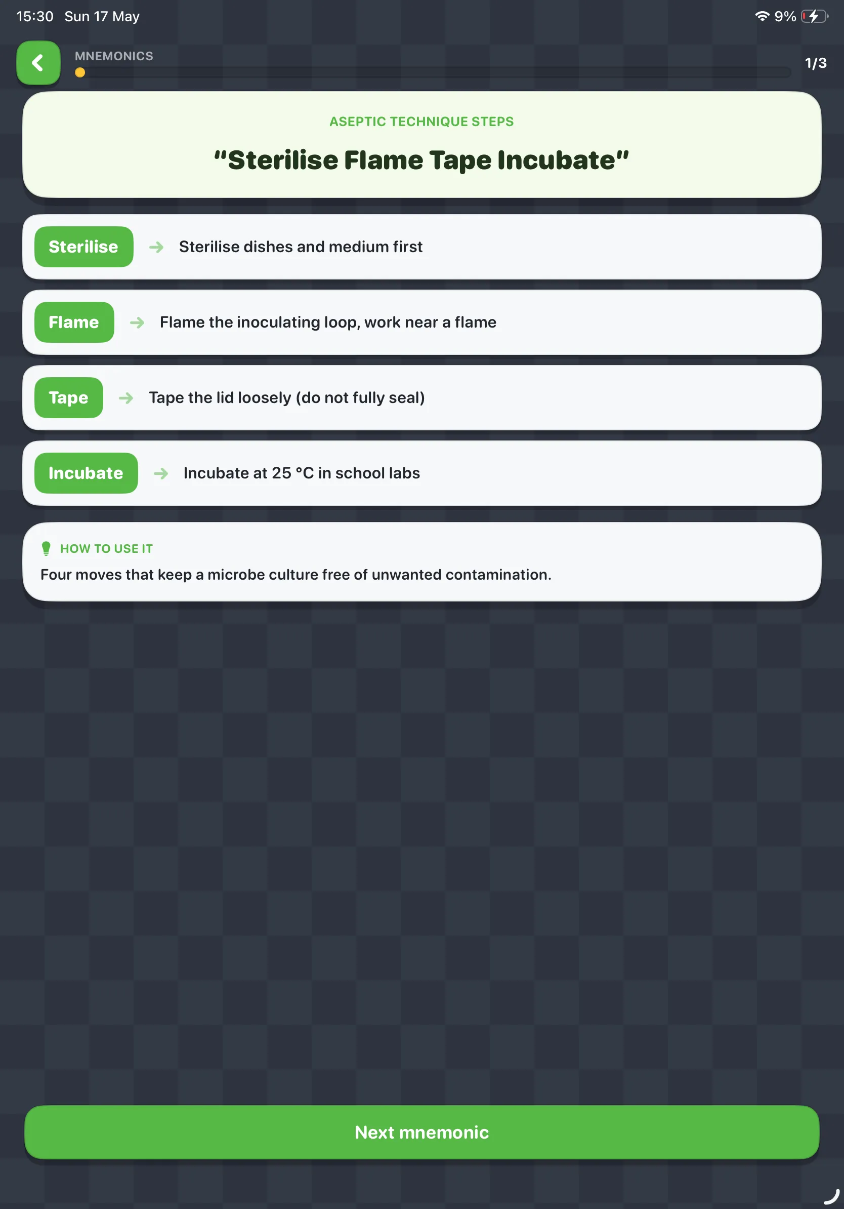 iPad Screenshot - Mnemonic breakdown