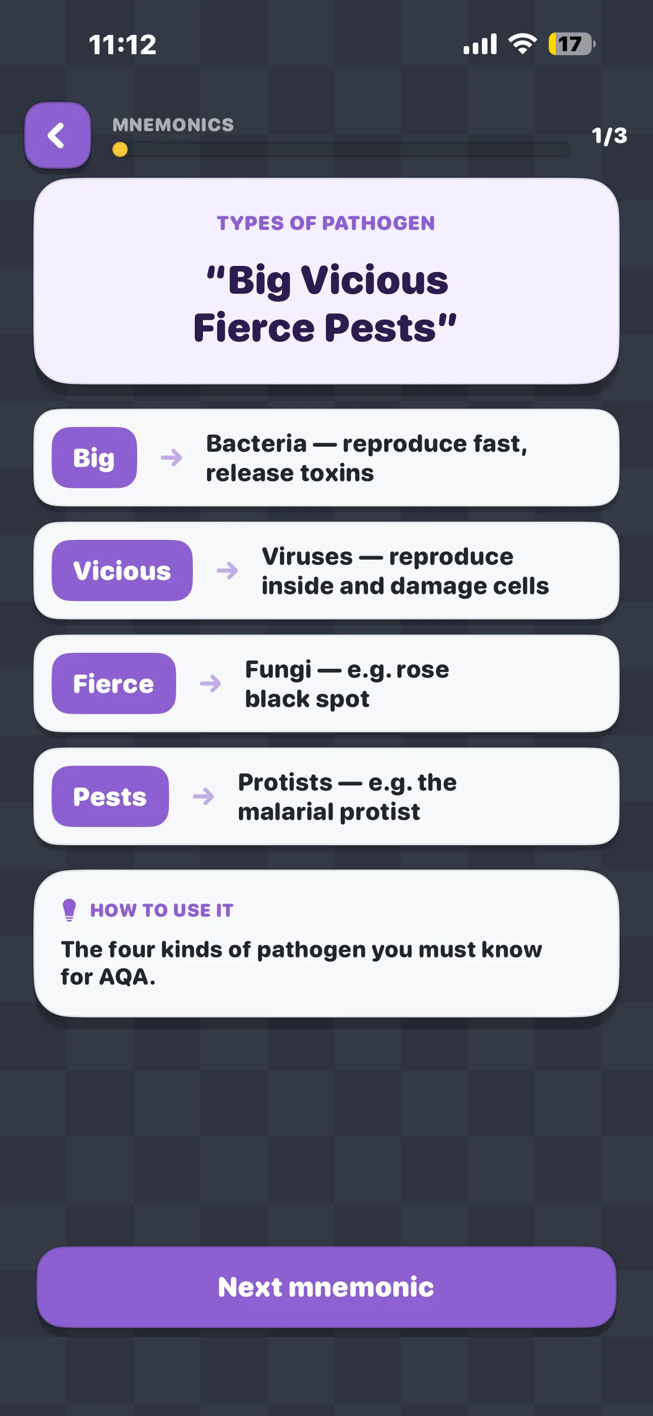 iPhone Screenshot - Mnemonic breakdown