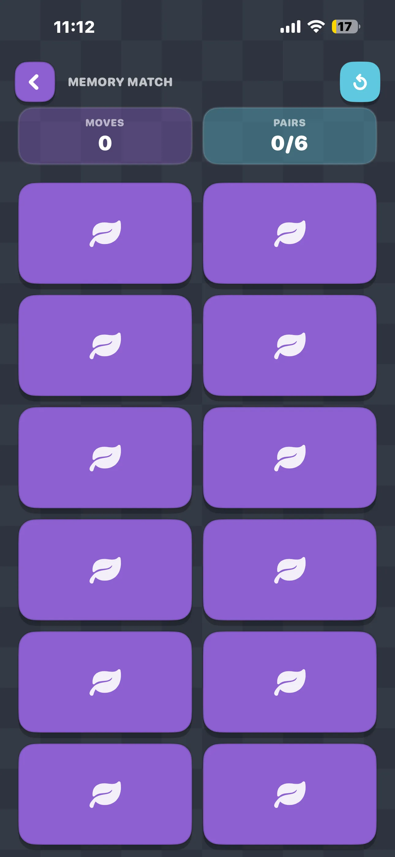 iPhone Screenshot - Memory match start