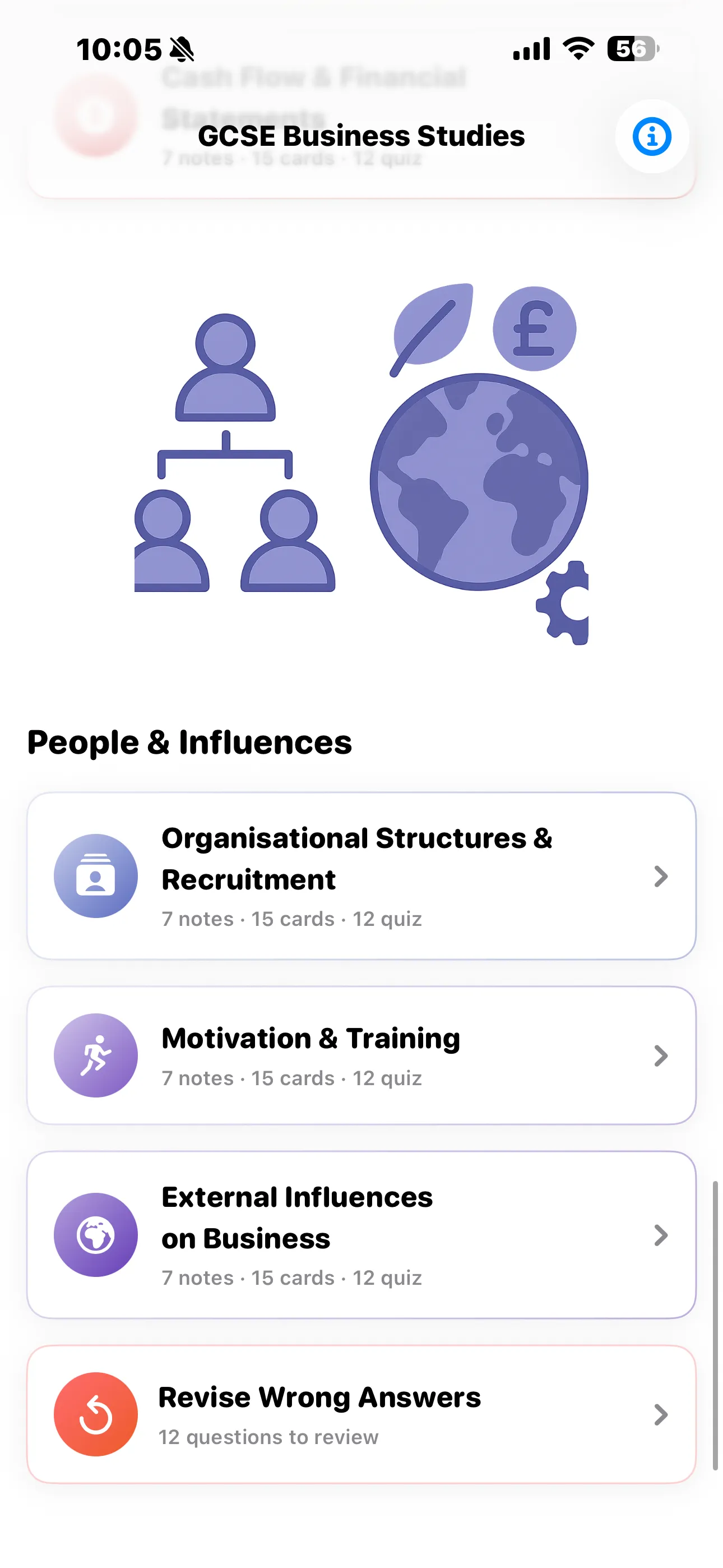iPhone Screenshot - People & Influences and Revise Wrong Answers