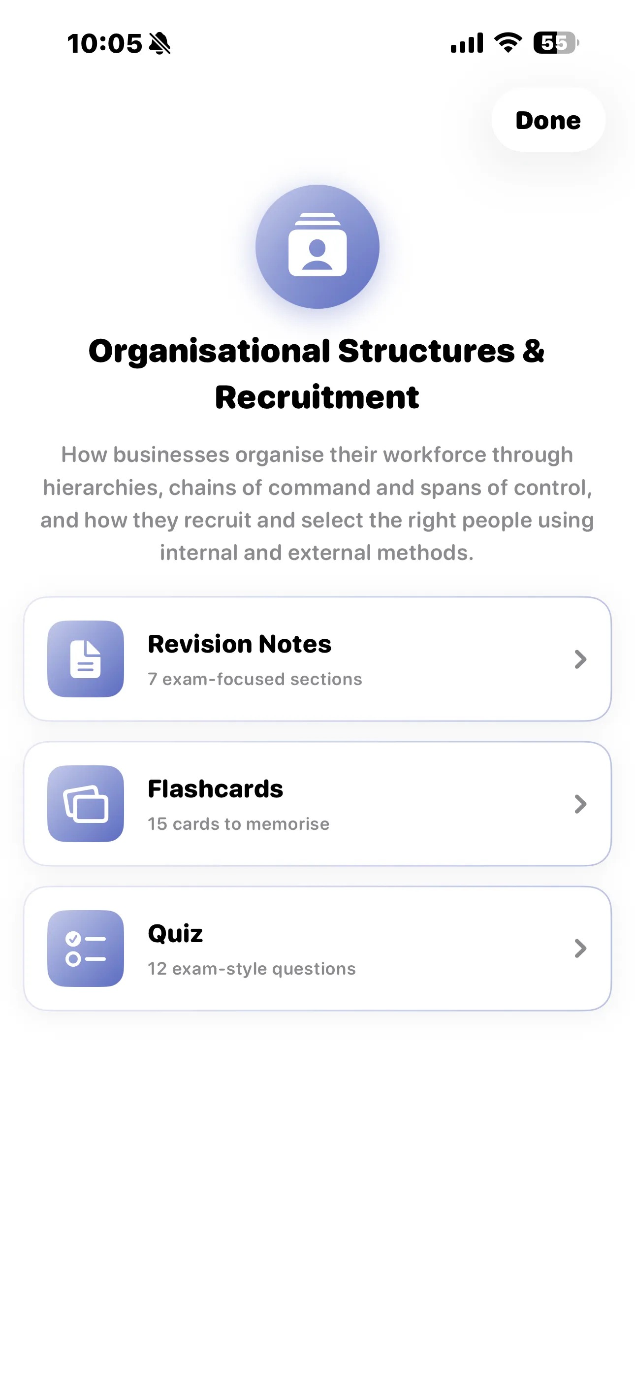iPhone Screenshot - Topic with Notes, Flashcards and Quiz
