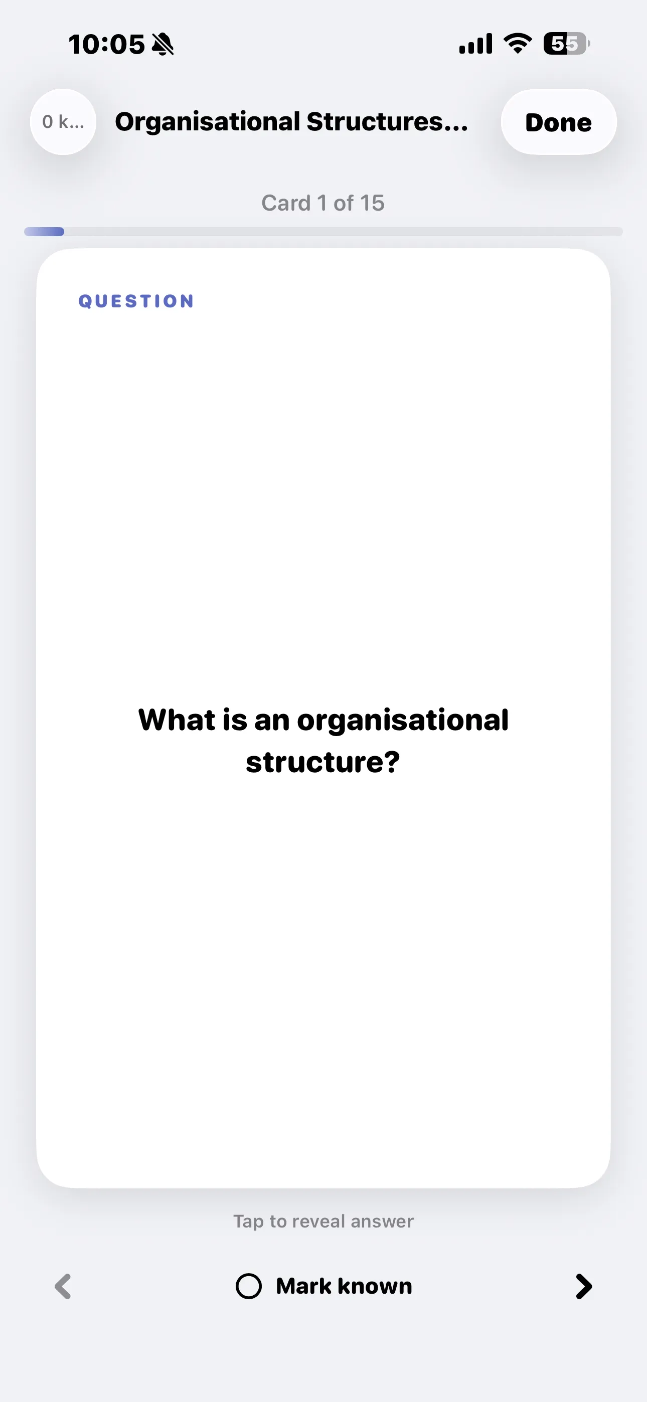 iPhone Screenshot - Flashcard question side