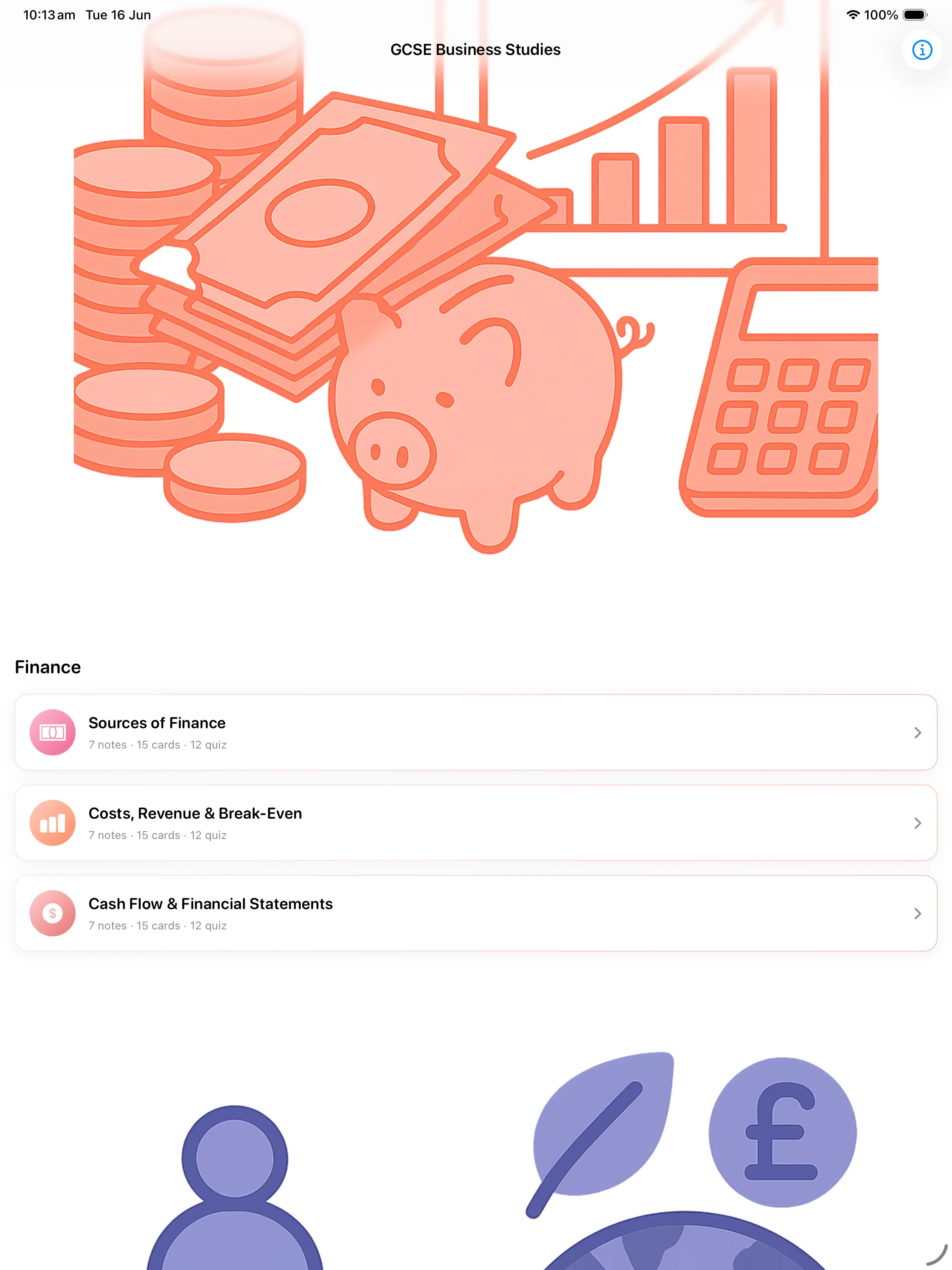 iPad Screenshot - Finance topics