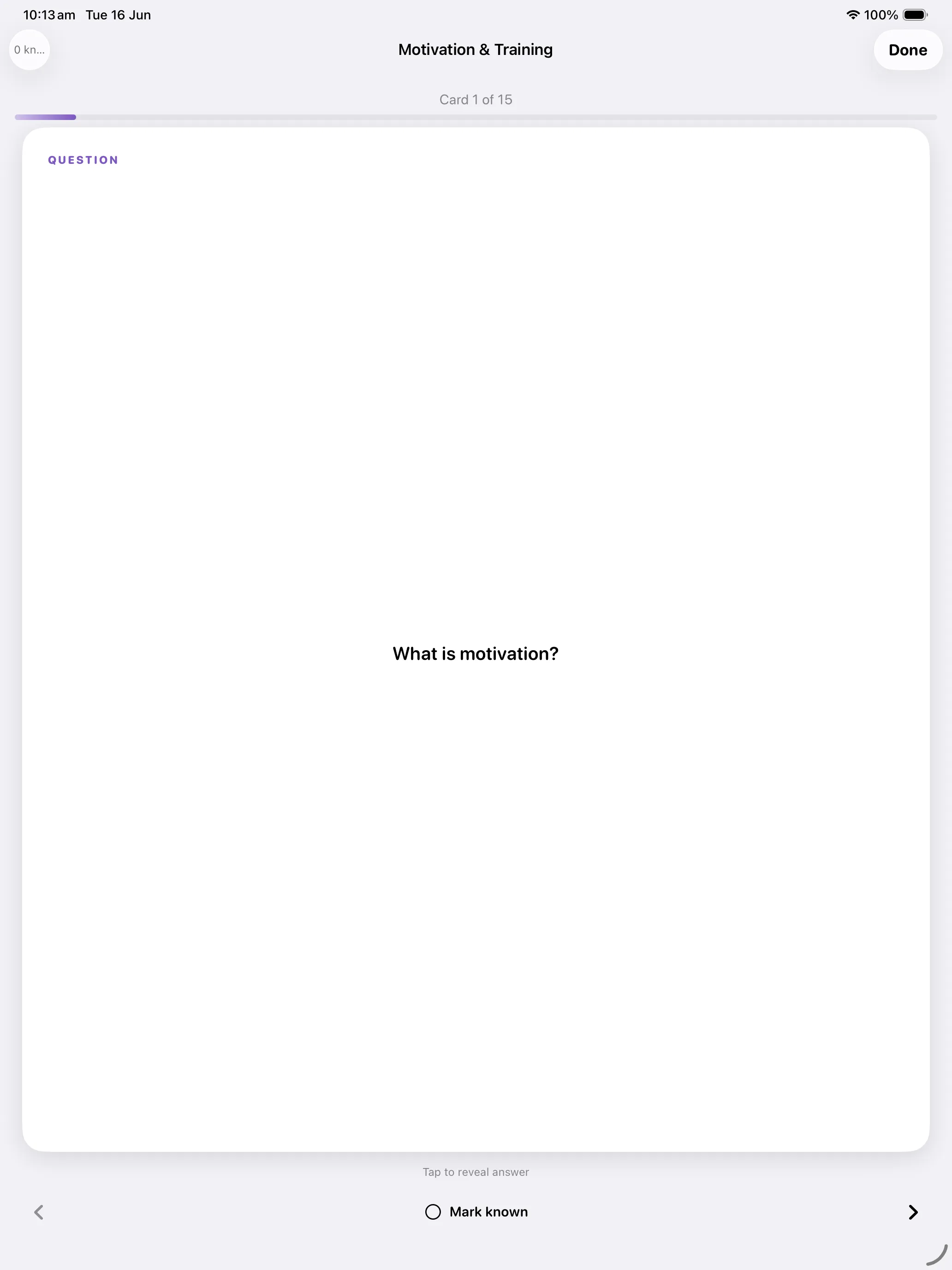 iPad Screenshot - Flashcard answer