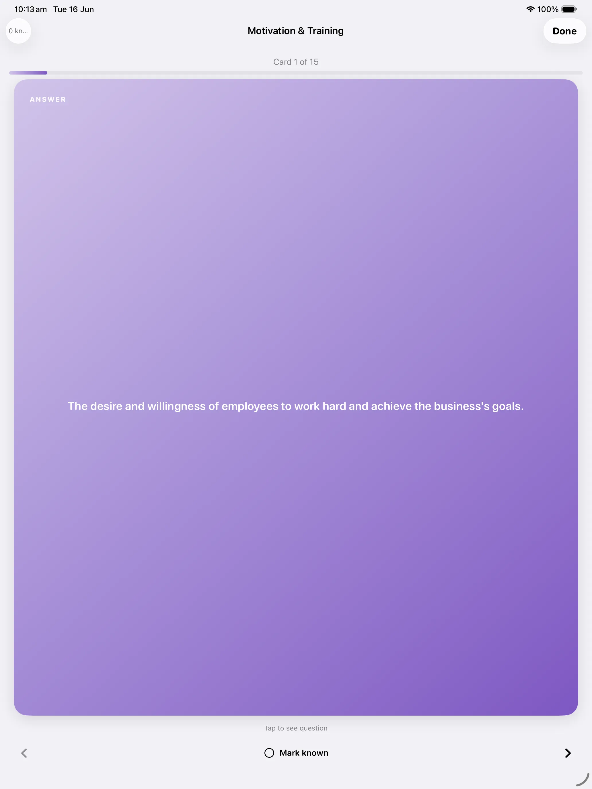 iPad Screenshot - Quiz question