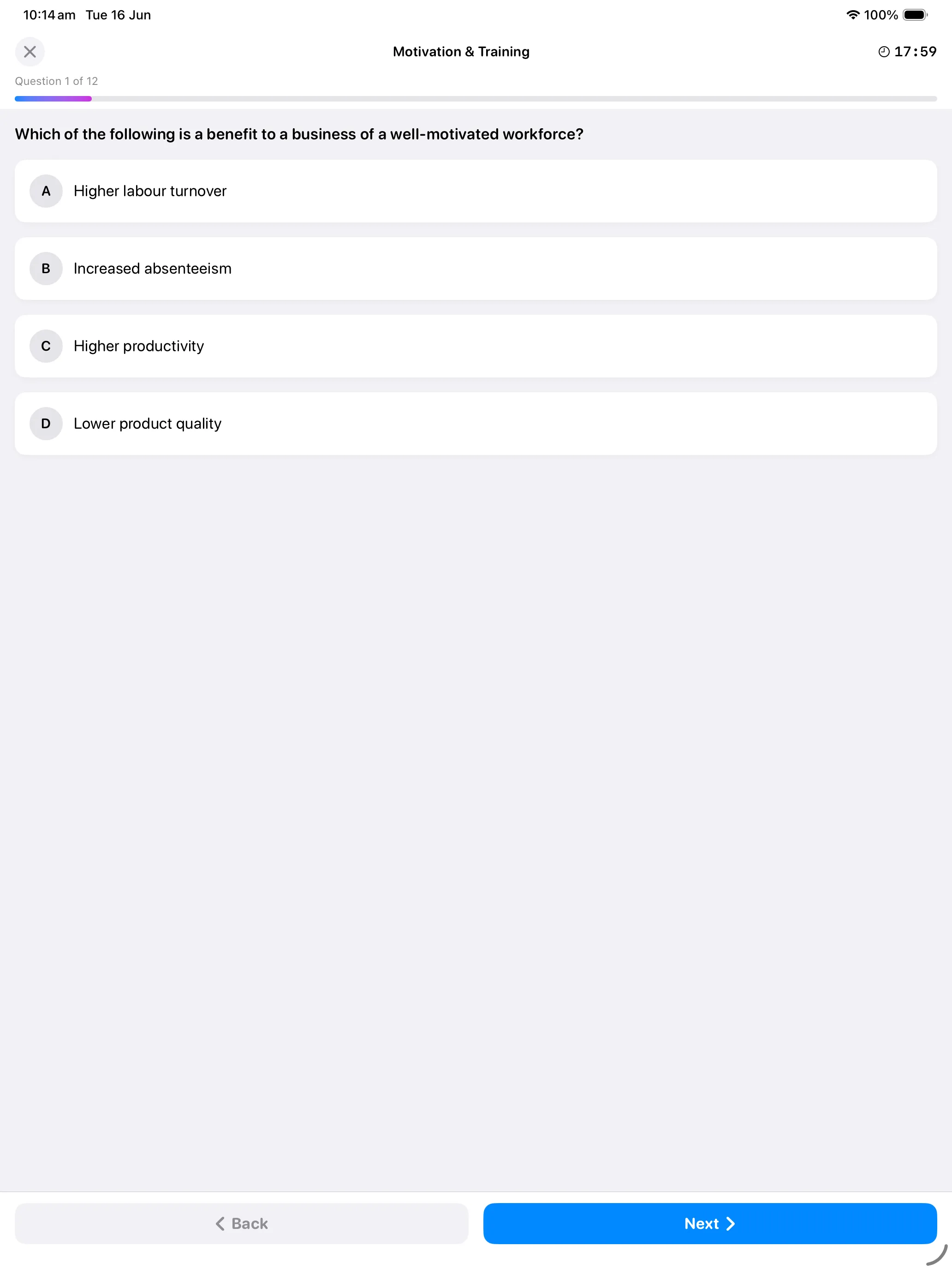 iPad Screenshot - Quiz review