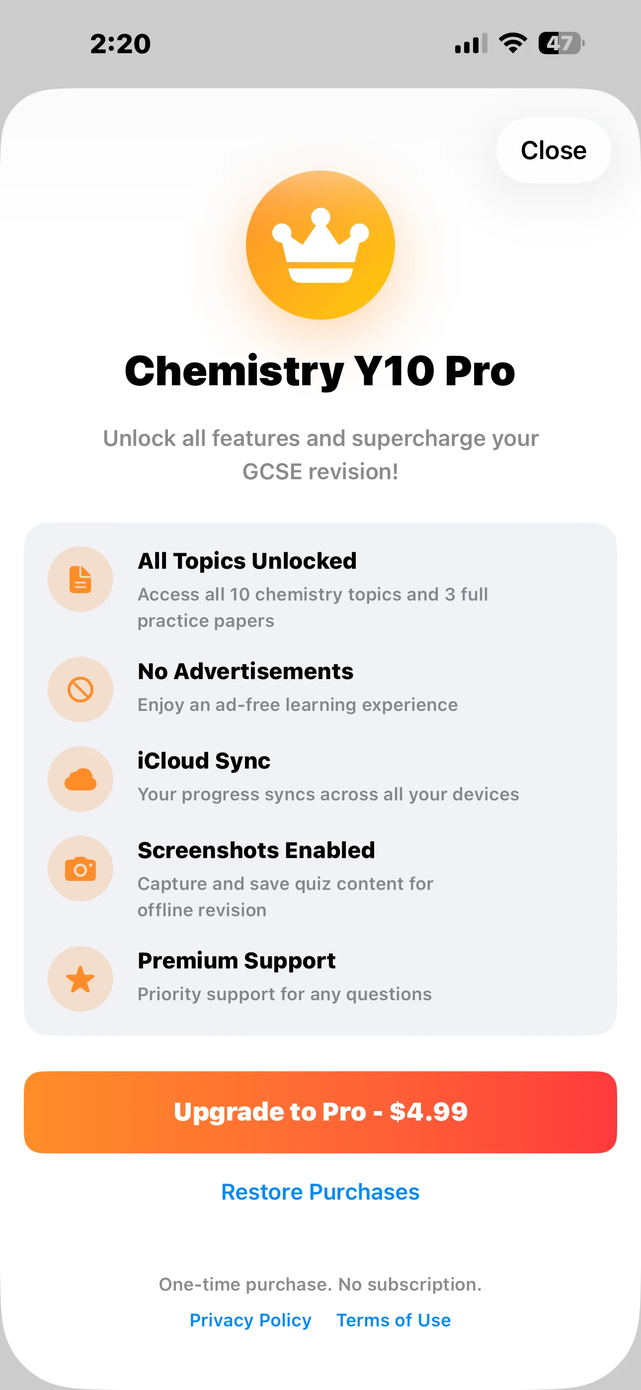 iPhone Screenshot - Pro Upgrade