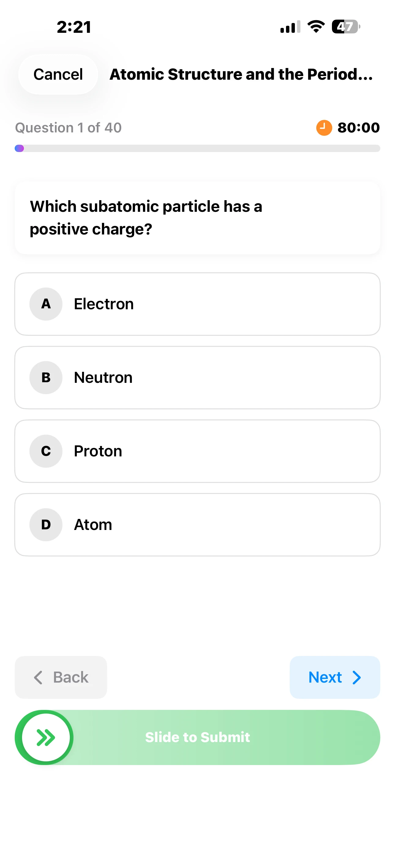 iPhone Screenshot - Quiz Question