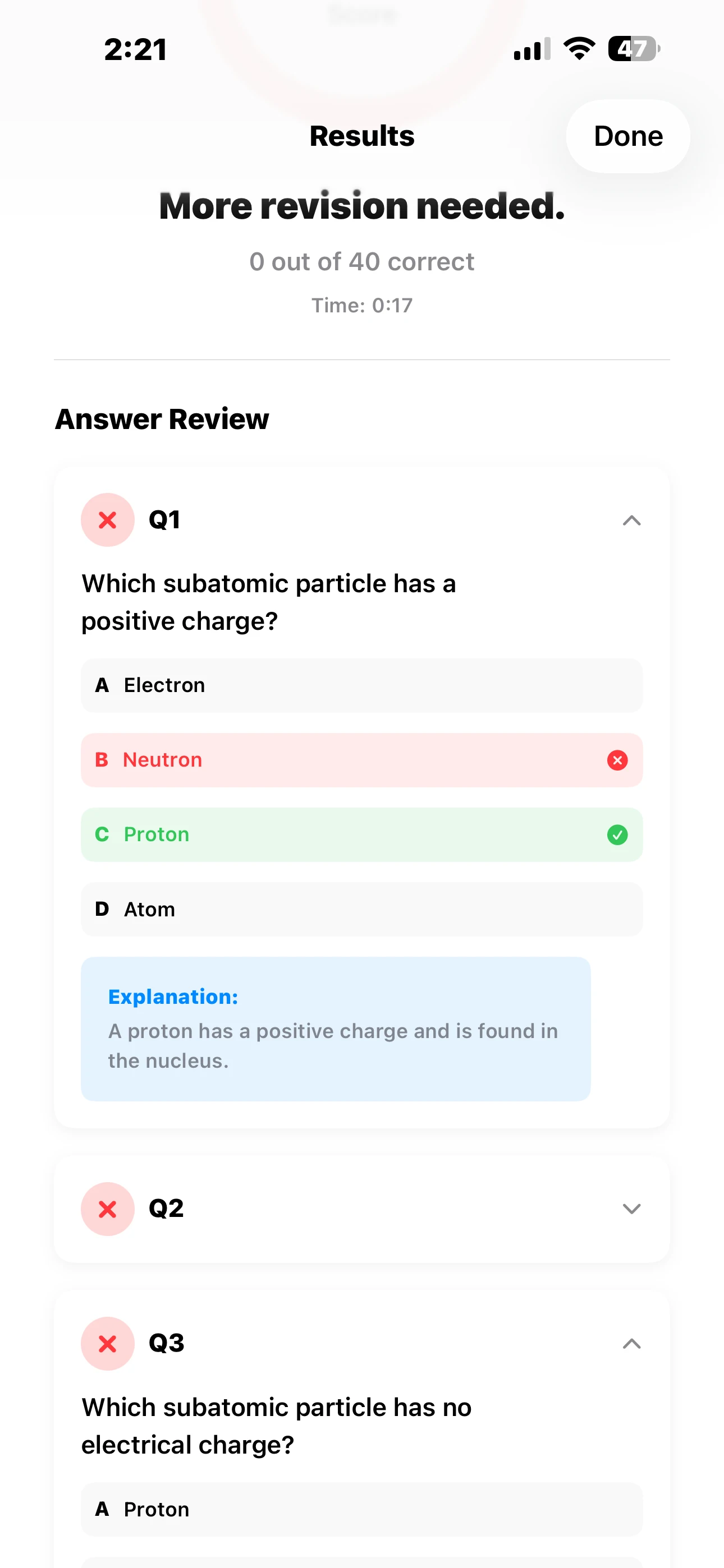 iPhone Screenshot - Answer Review