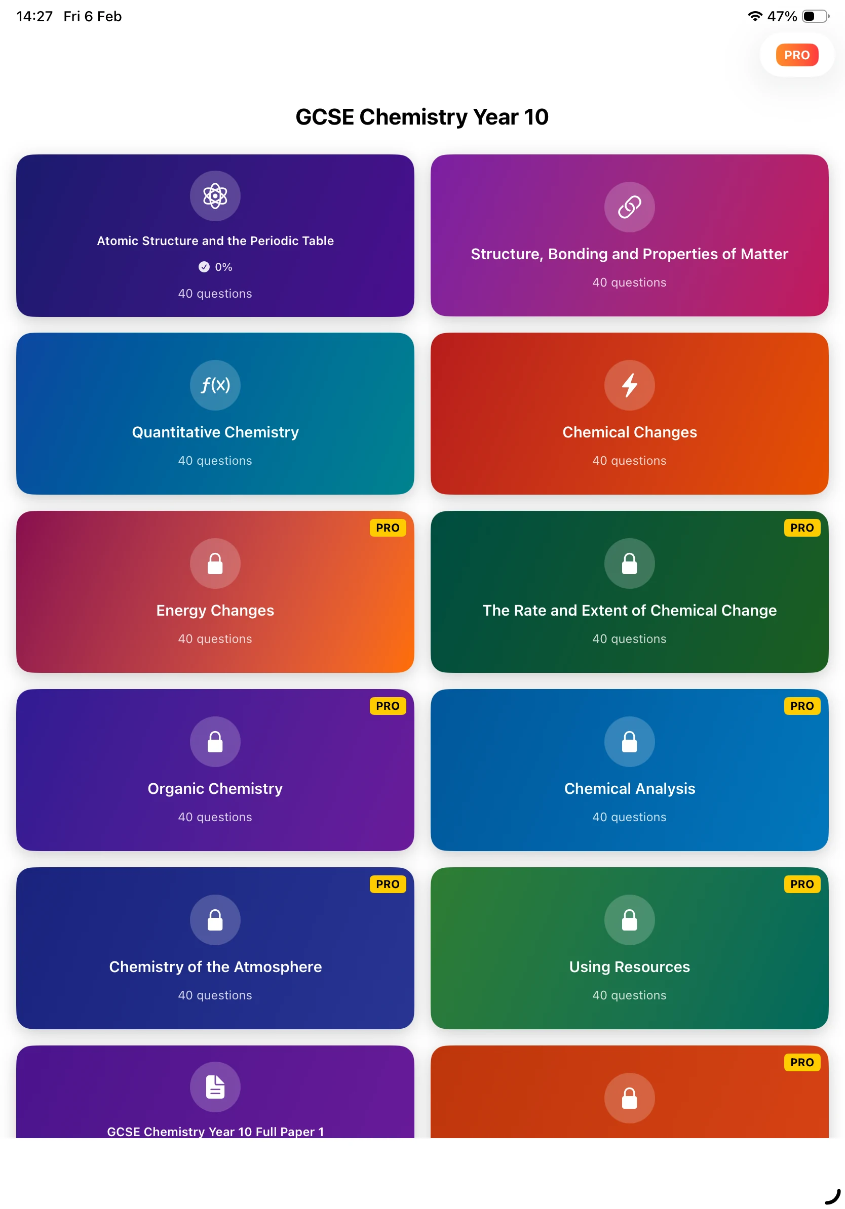 iPad Screenshot - Topics List