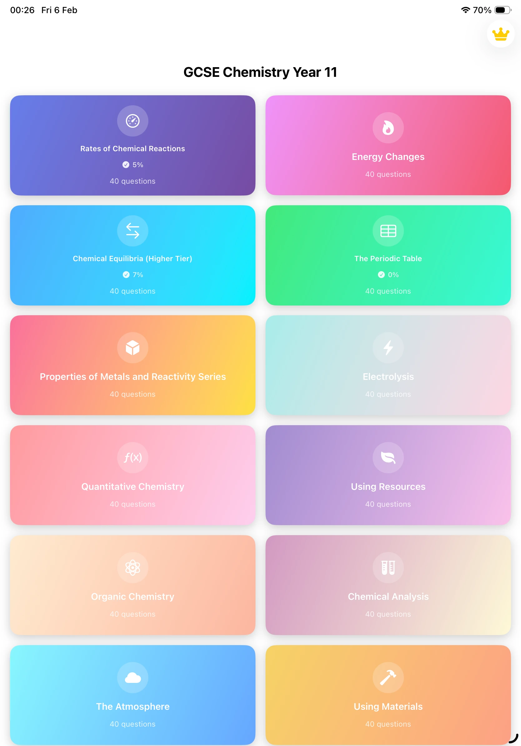 iPad Screenshot - Topics List