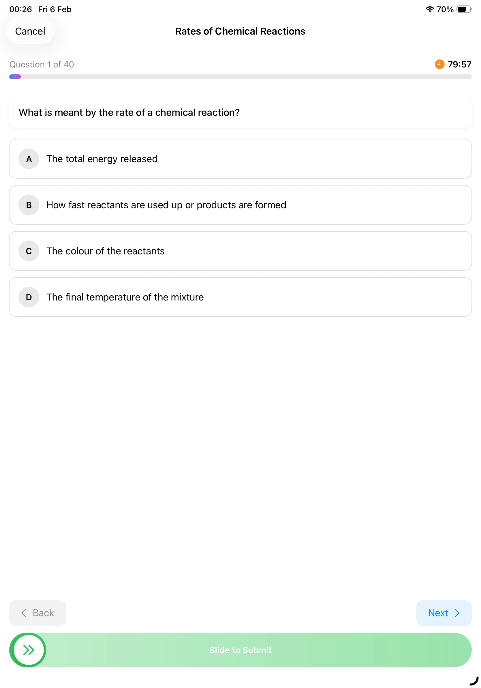 iPad Screenshot - Quiz Question