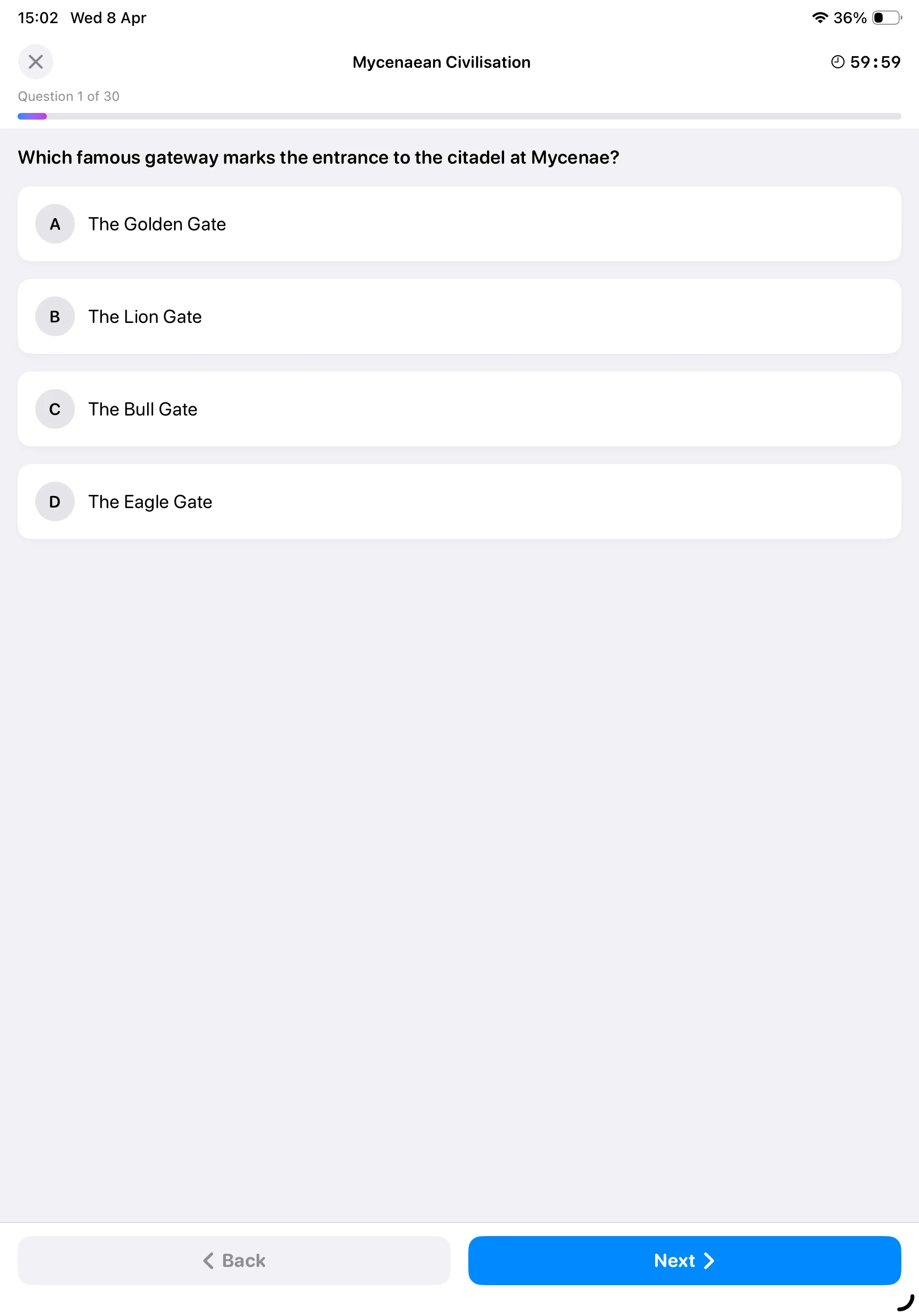 iPad Screenshot - Quiz in Action