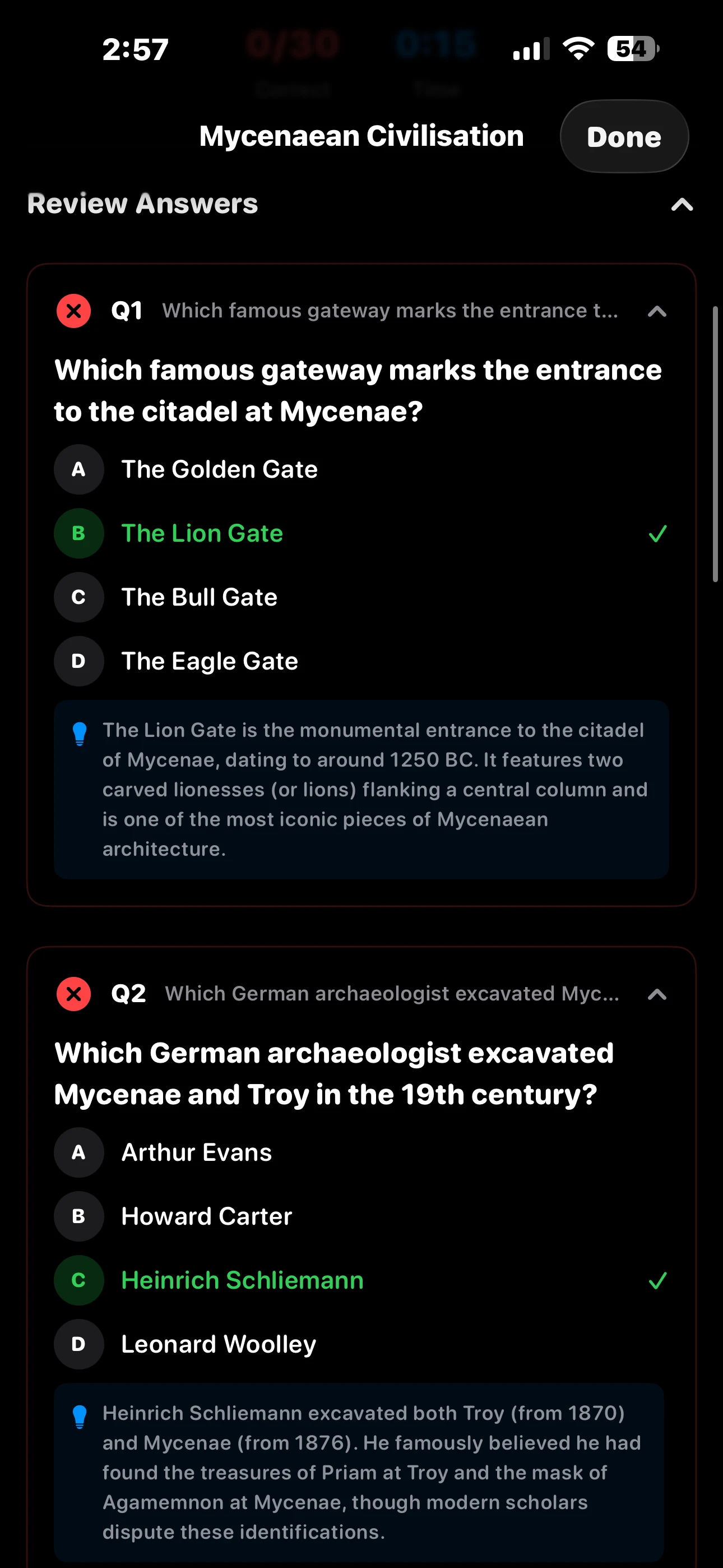 iPhone Screenshot - Review Answers Dark Mode