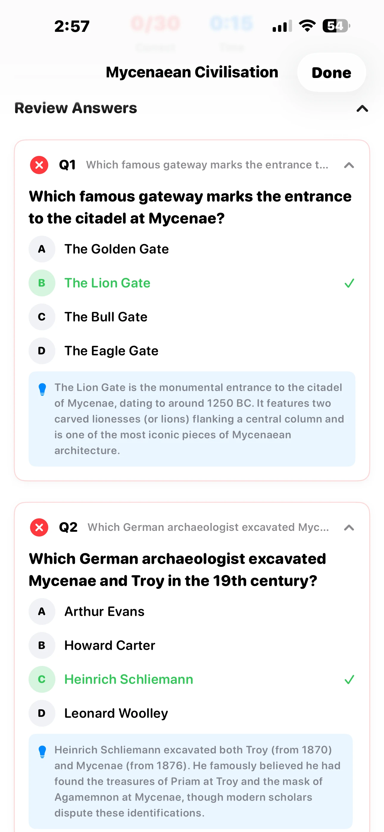 iPhone Screenshot - Review Answers Light Mode