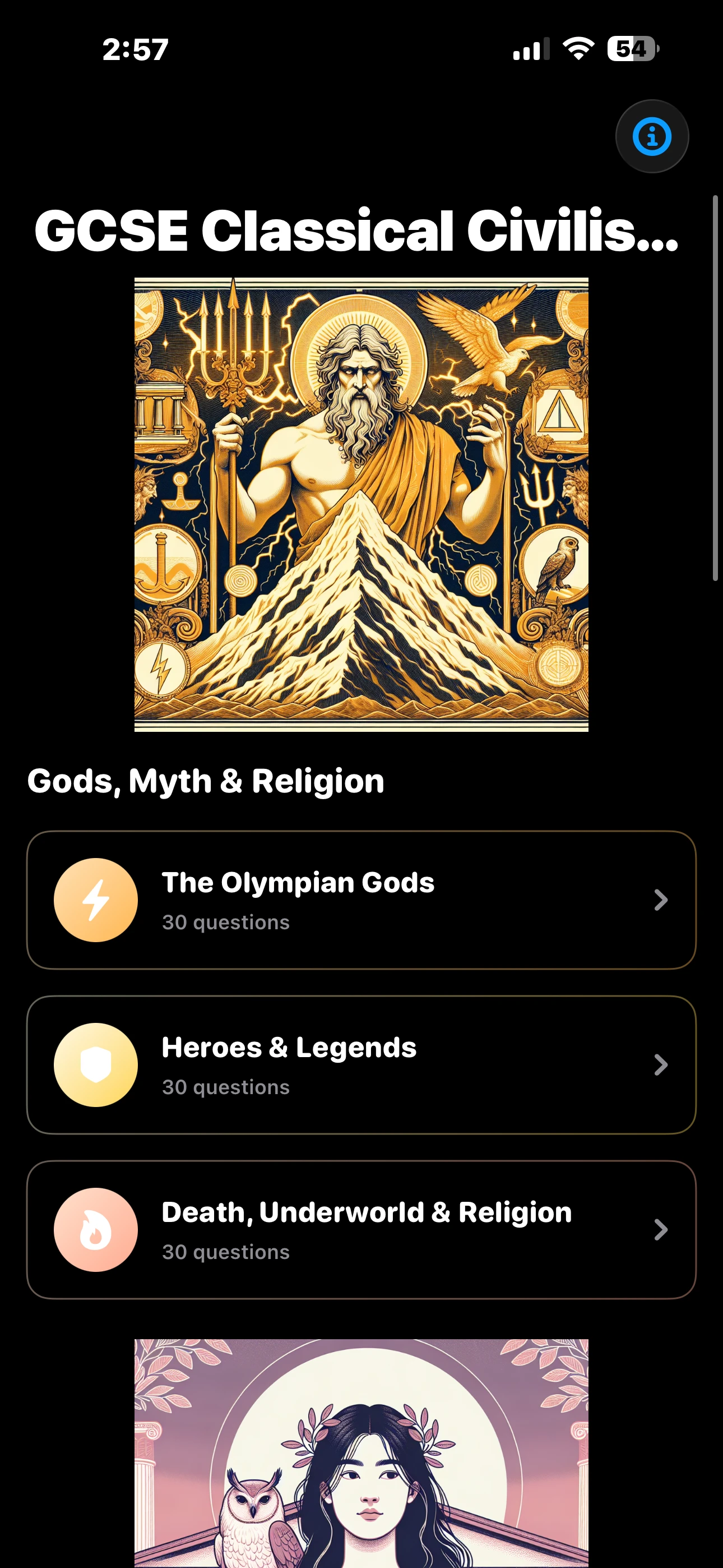 iPhone Screenshot - Topics Dark Mode
