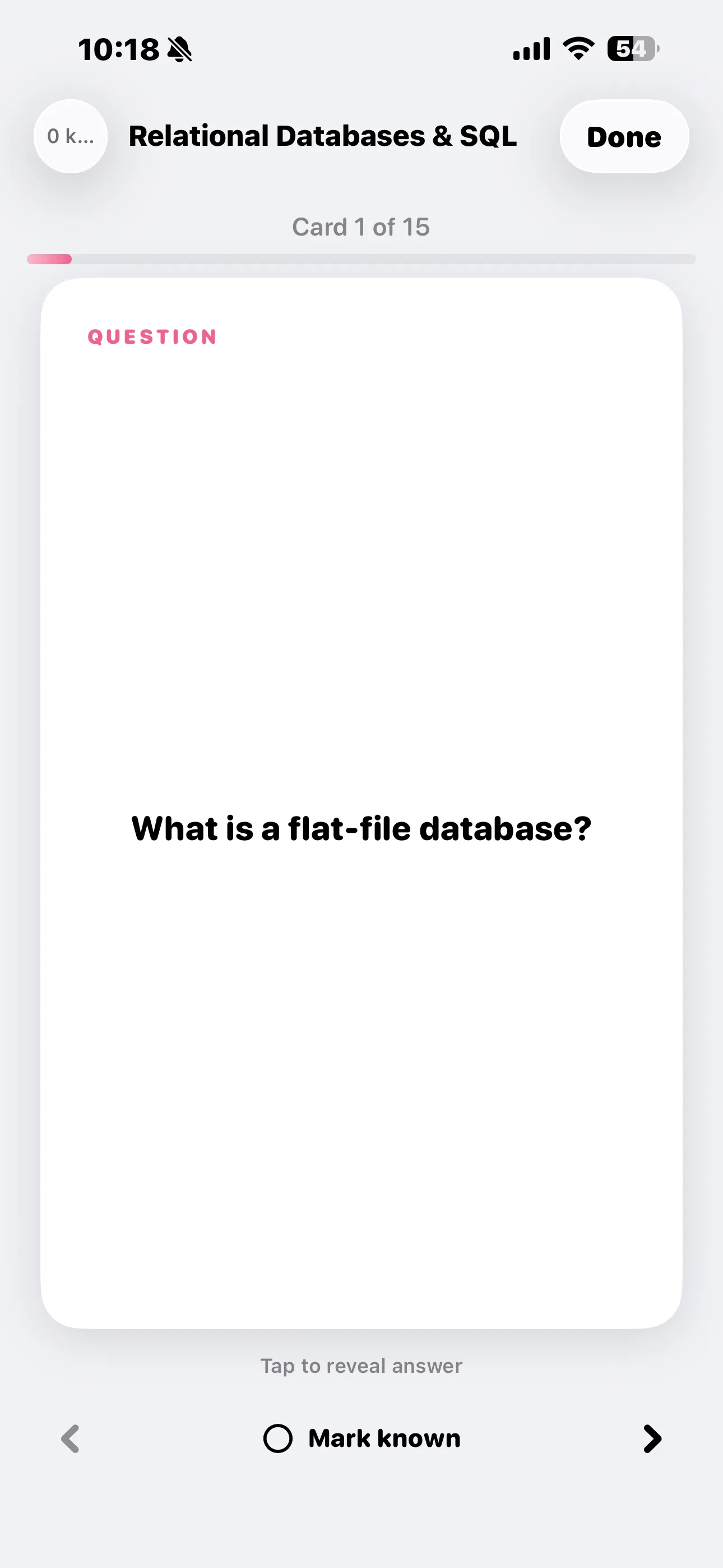 iPhone Screenshot - Flashcard question side