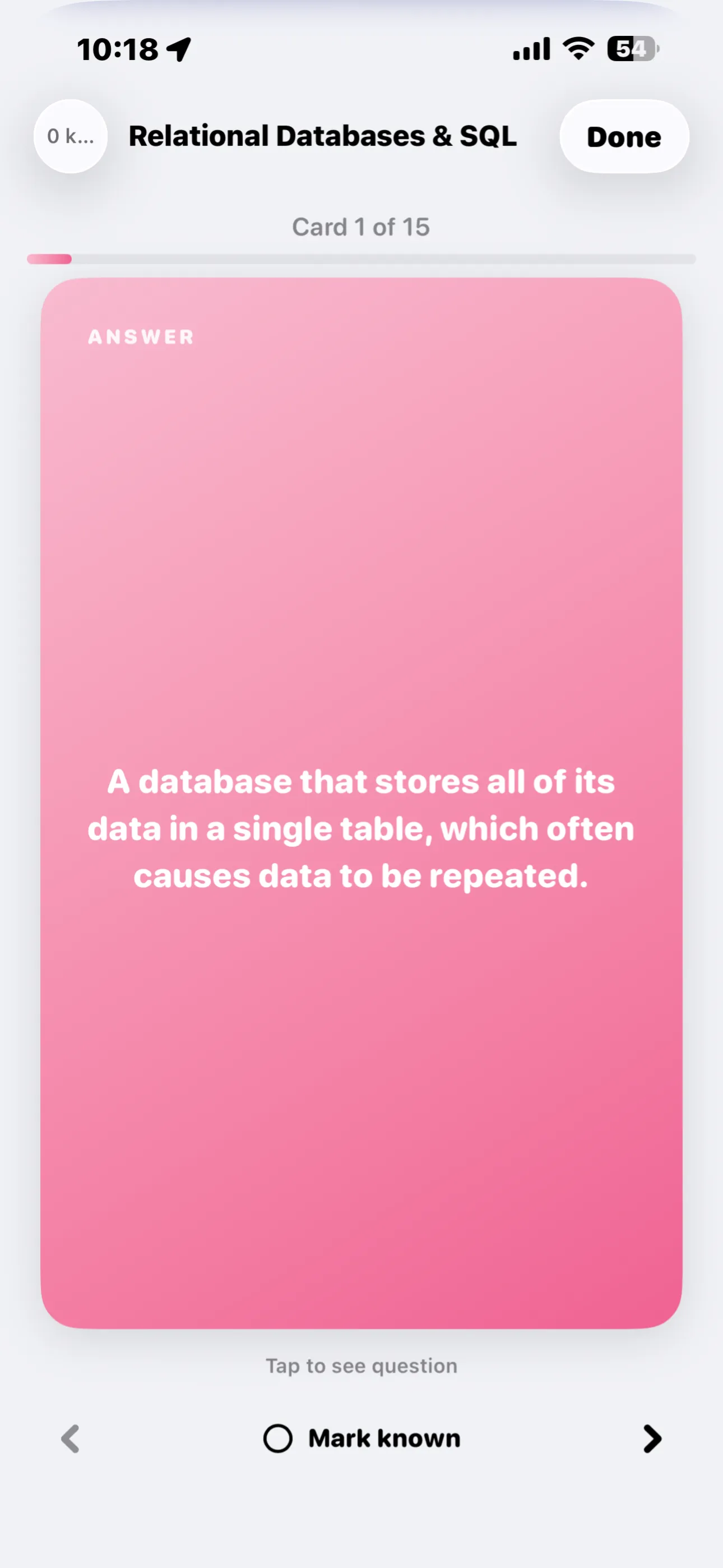 iPhone Screenshot - Flashcard answer side
