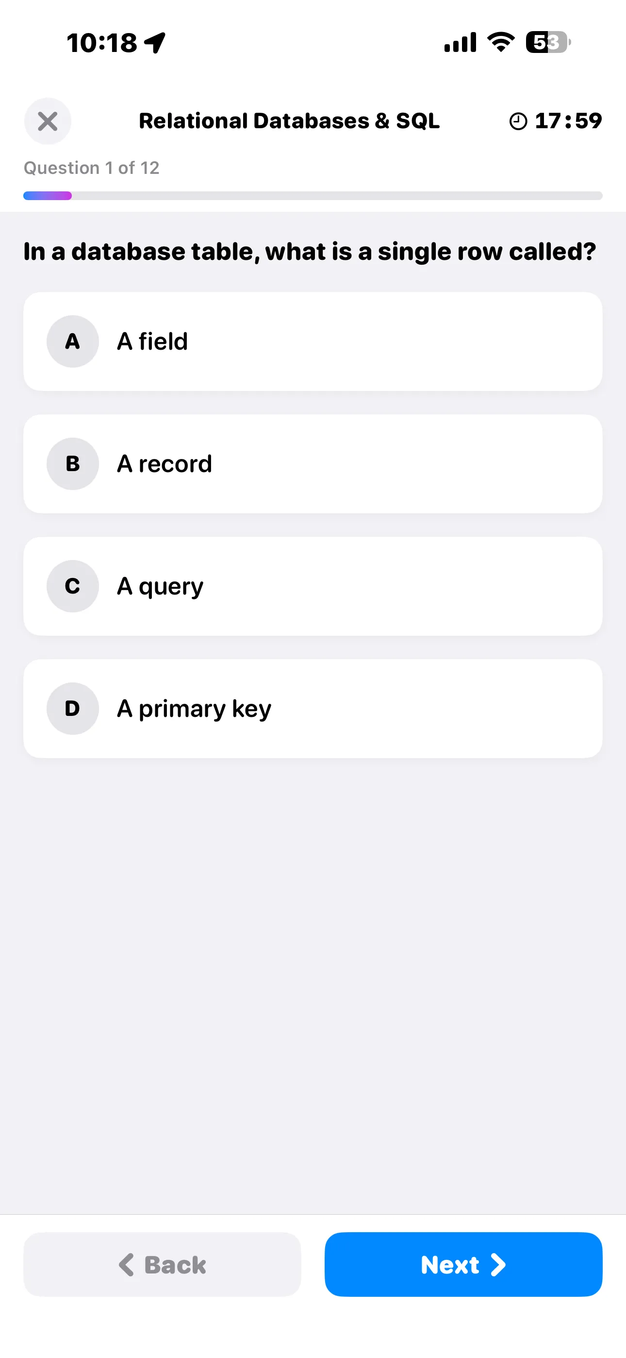 iPhone Screenshot - Quiz question
