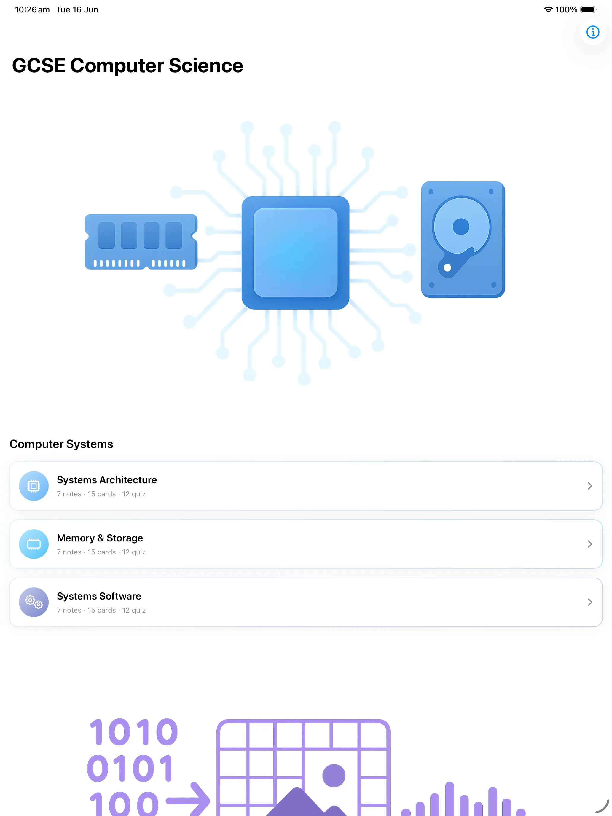 iPad Screenshot - Home with Computer Systems topics