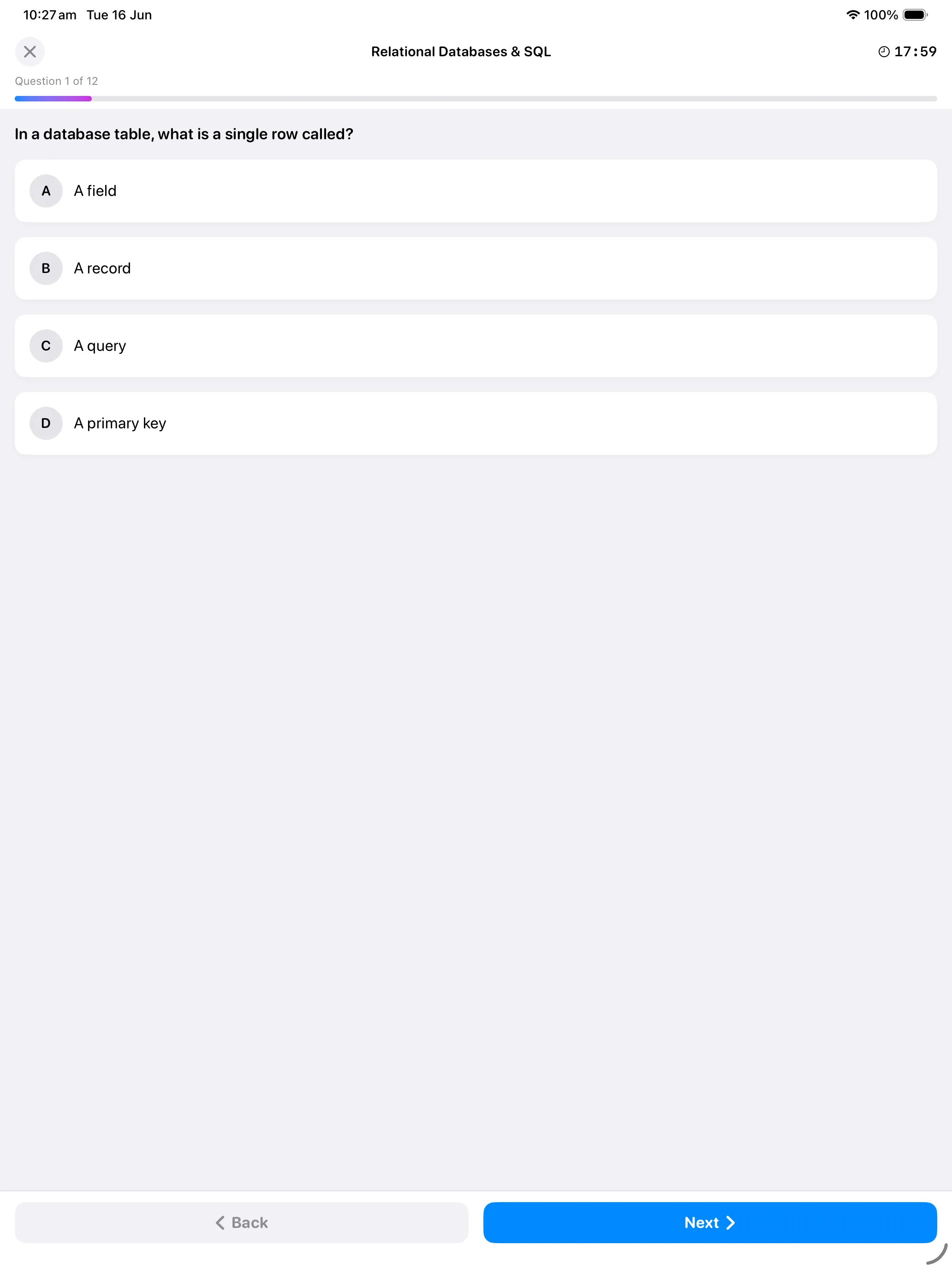 iPad Screenshot - Quiz question