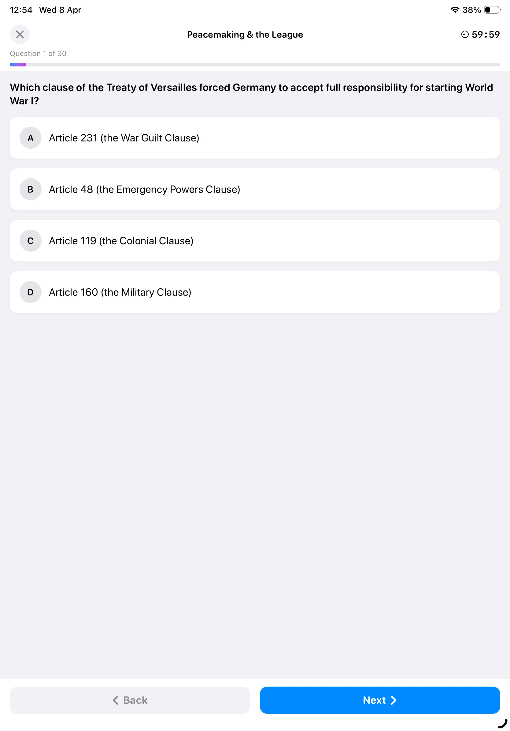 iPad Screenshot - Quiz in Action