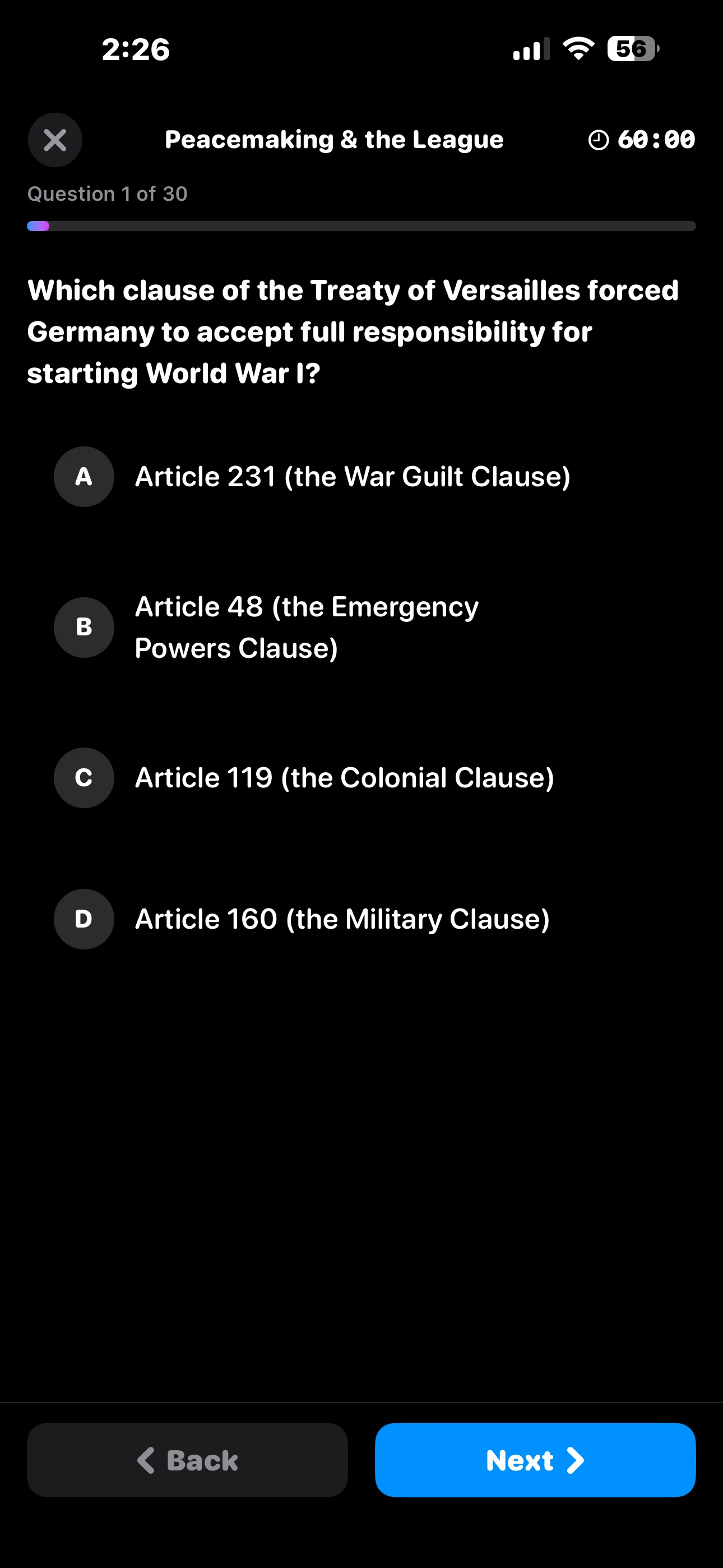 iPhone Screenshot - Quiz Dark Mode