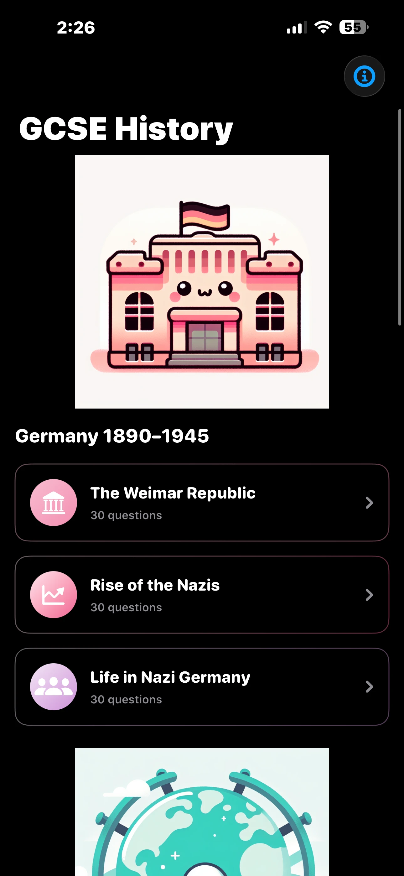 iPhone Screenshot - Topics Dark Mode