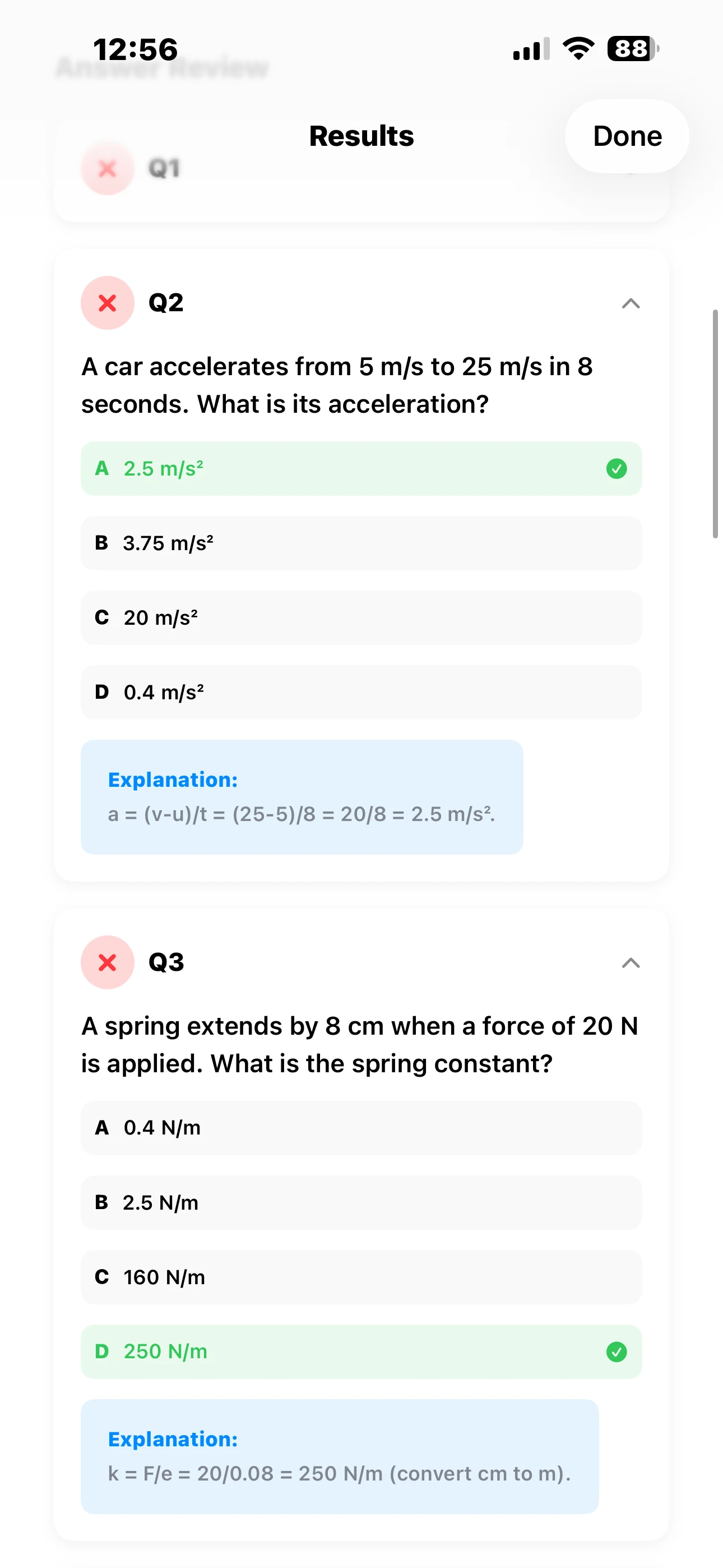 iPhone Screenshot - Answer Review