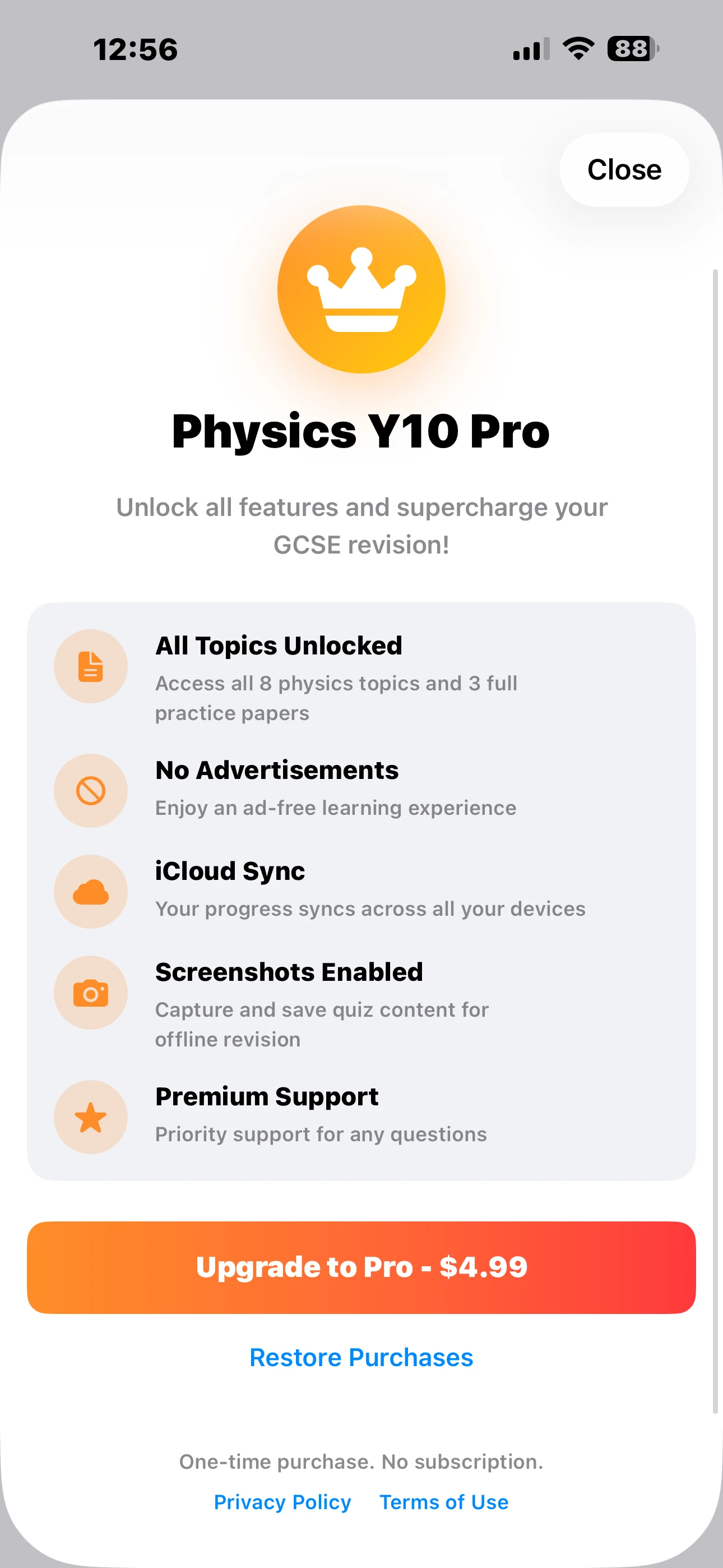 iPhone Screenshot - Pro Upgrade