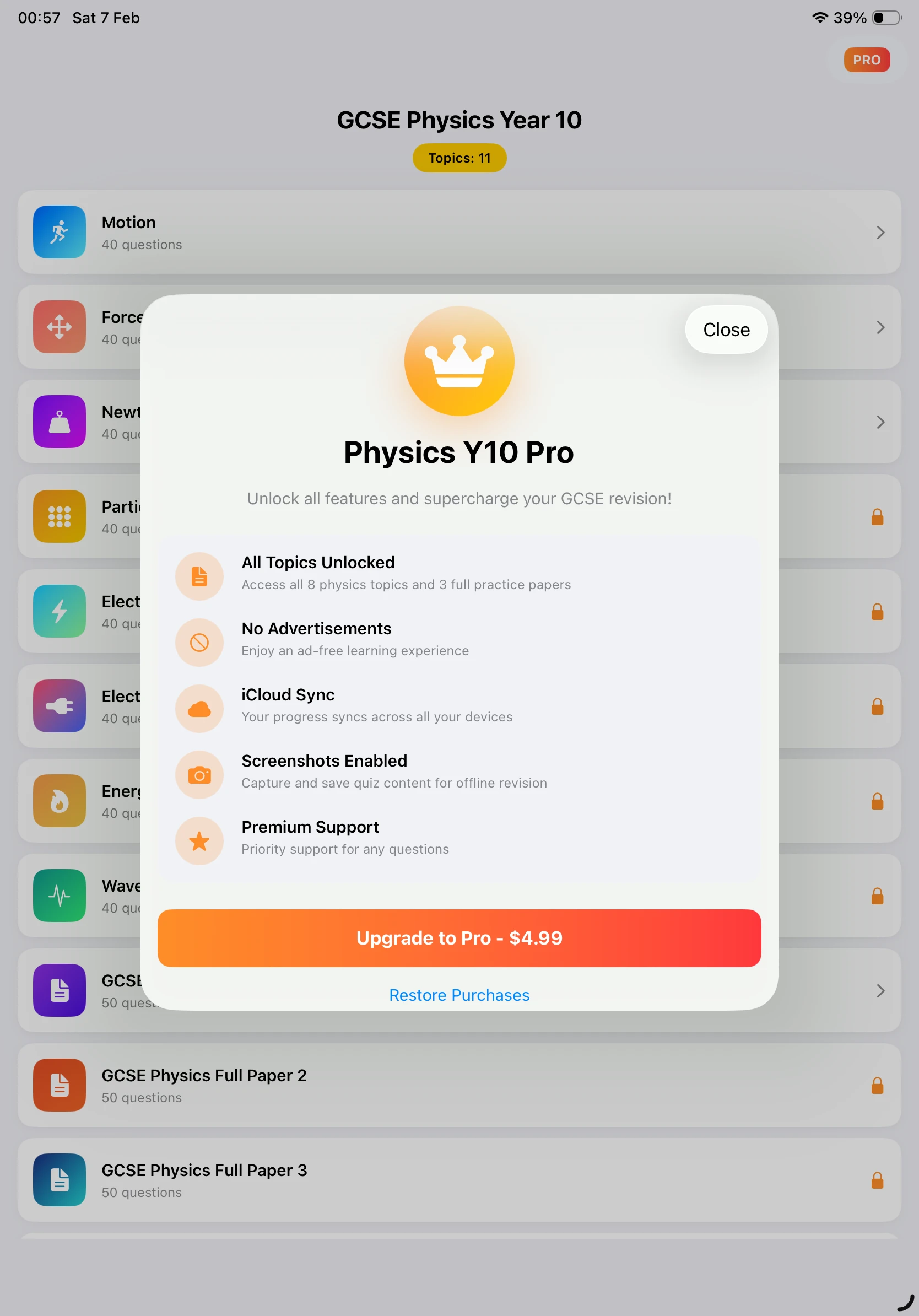 iPad Screenshot - Pro Upgrade