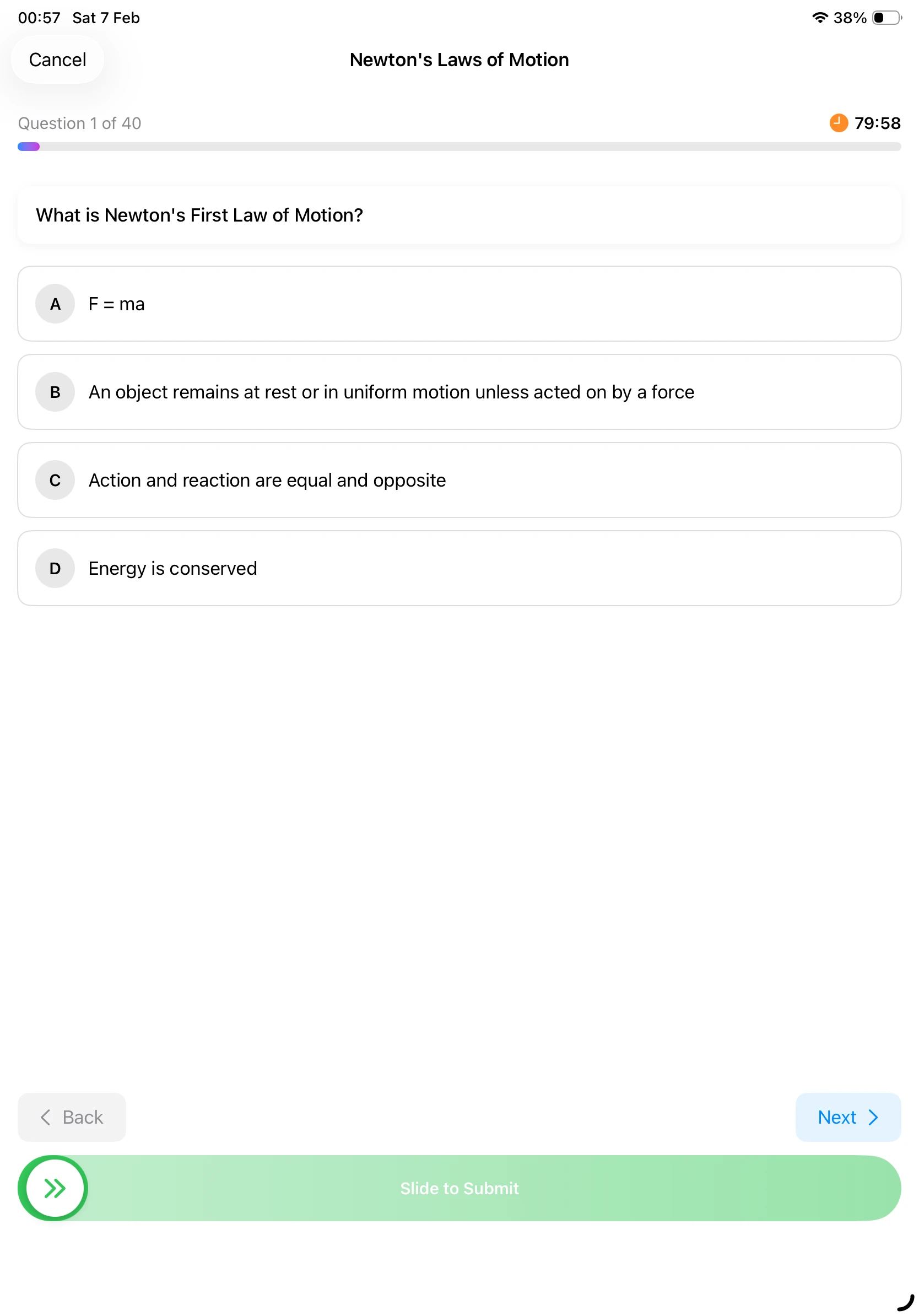iPad Screenshot - Quiz Question