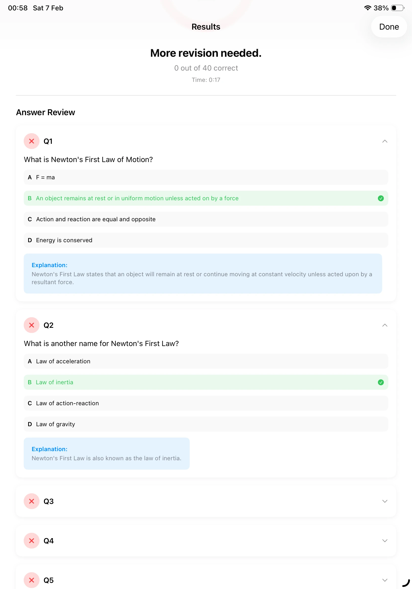 iPad Screenshot - Answer Review