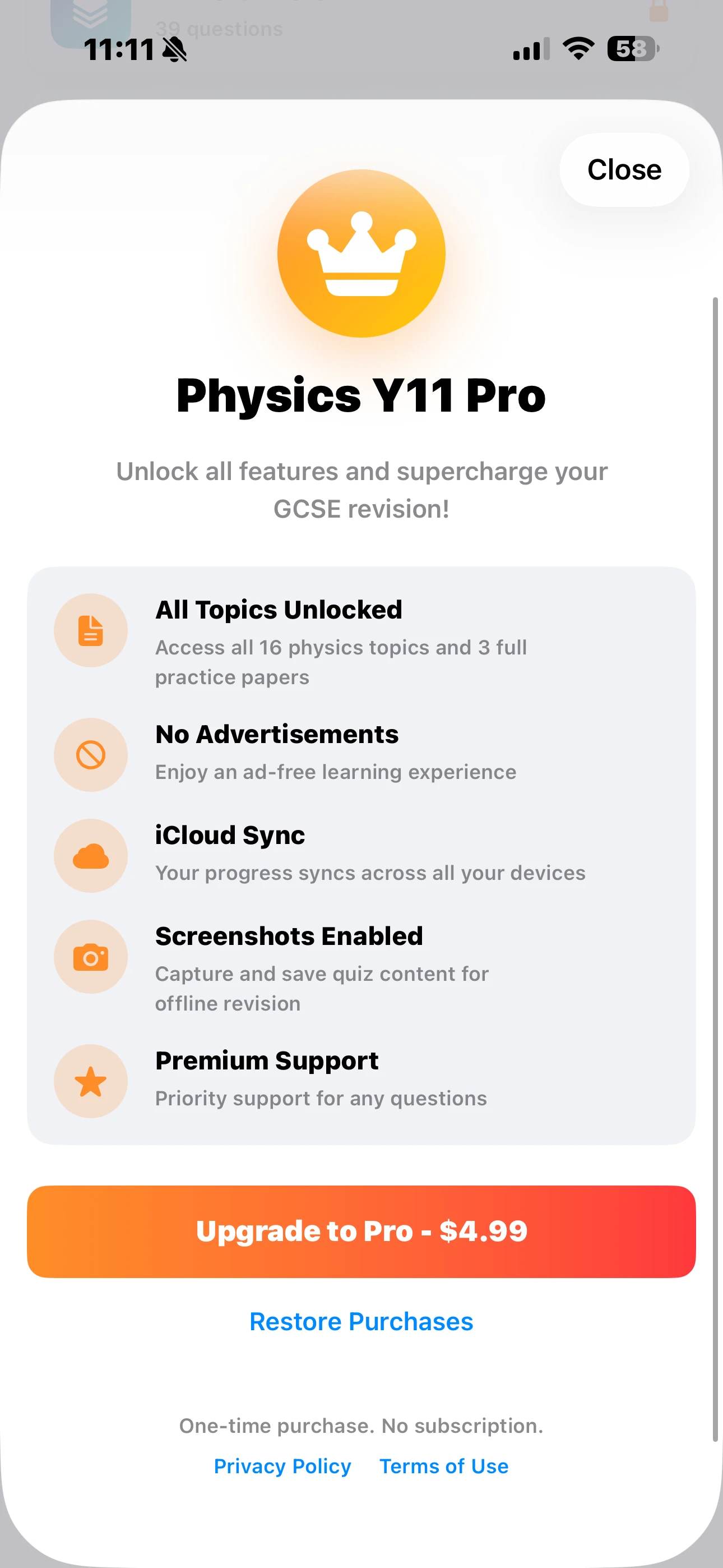 iPhone Screenshot - Pro Upgrade