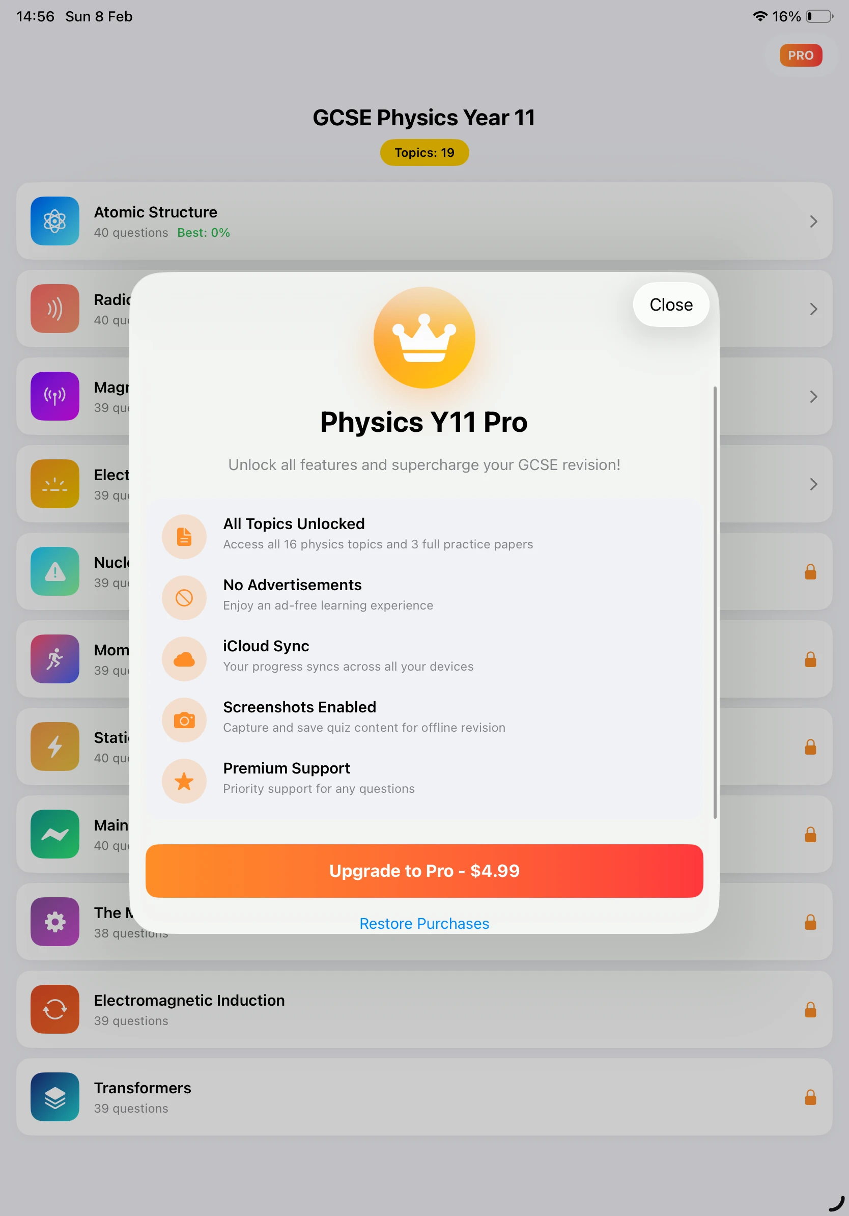 iPad Screenshot - Pro Upgrade