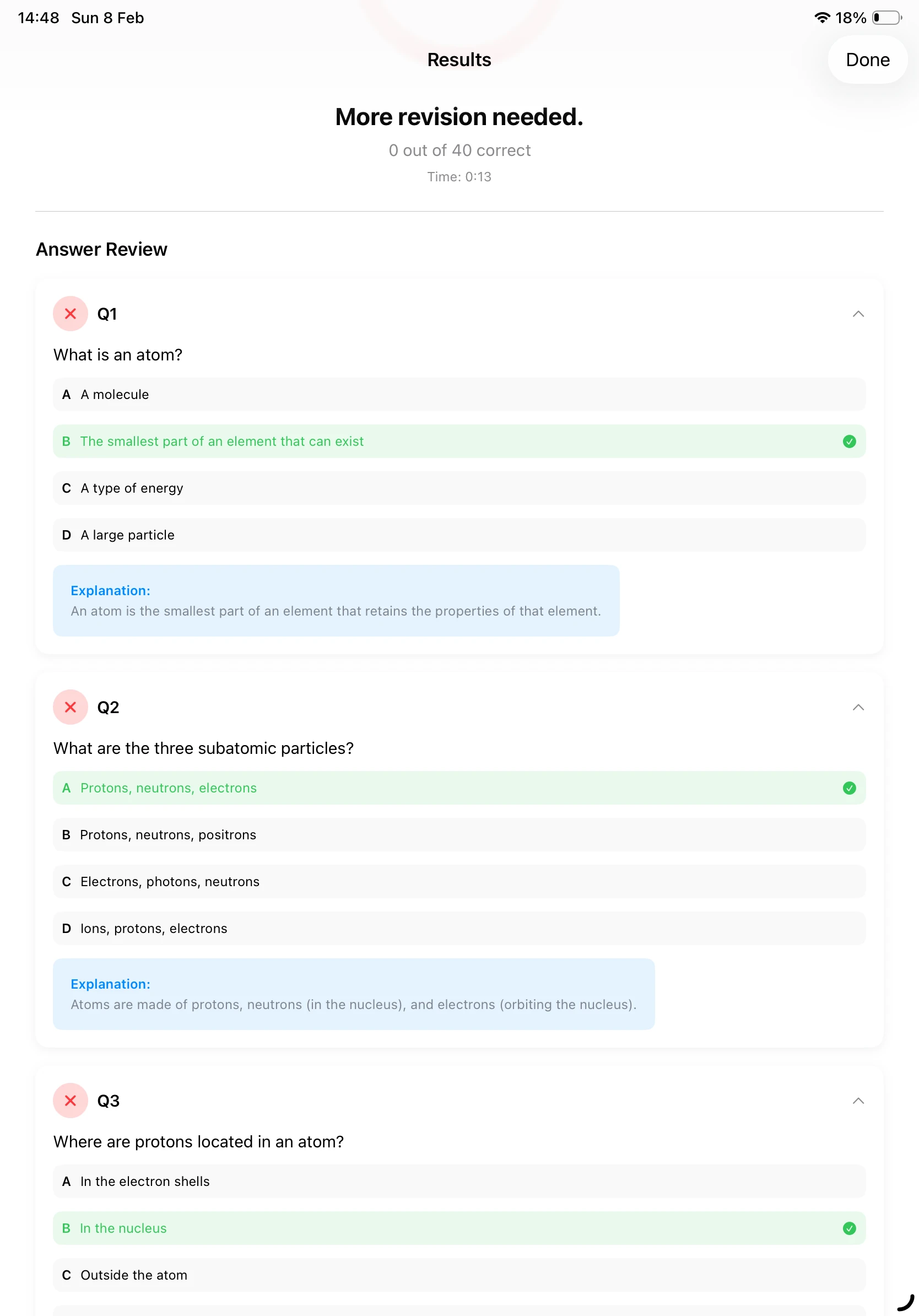 iPad Screenshot - Answer Review