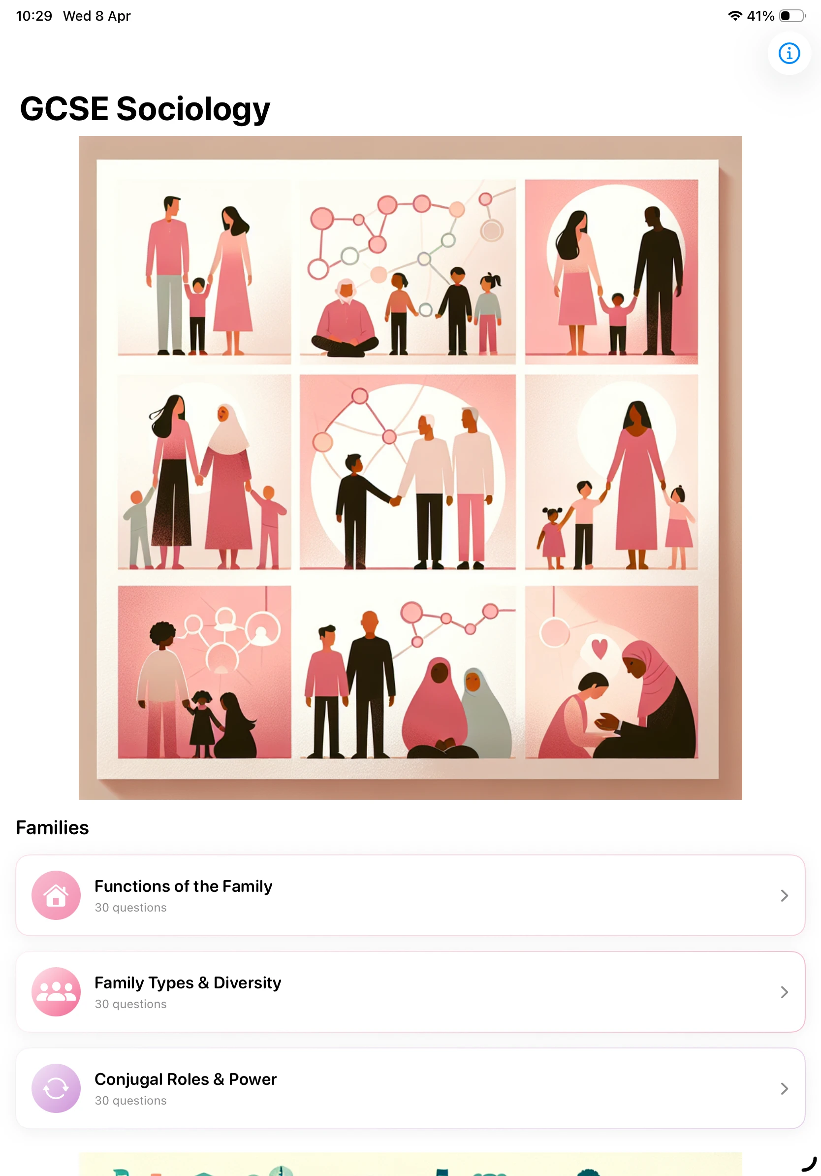 iPad Screenshot - Families Topics