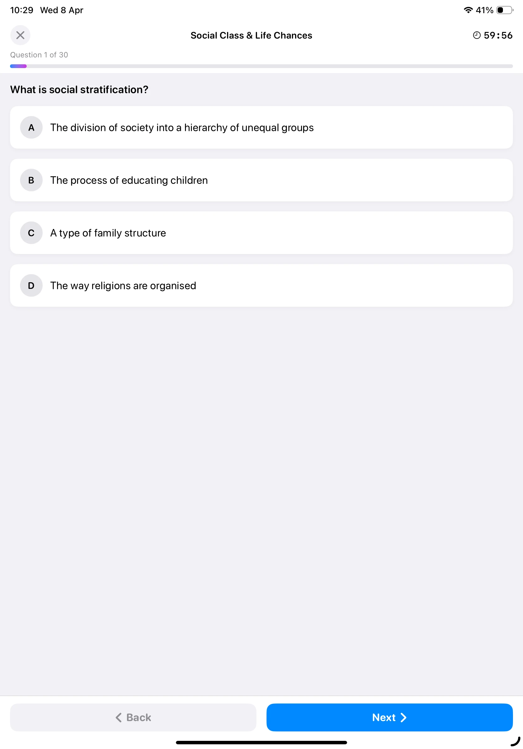 iPad Screenshot - Quiz in Action
