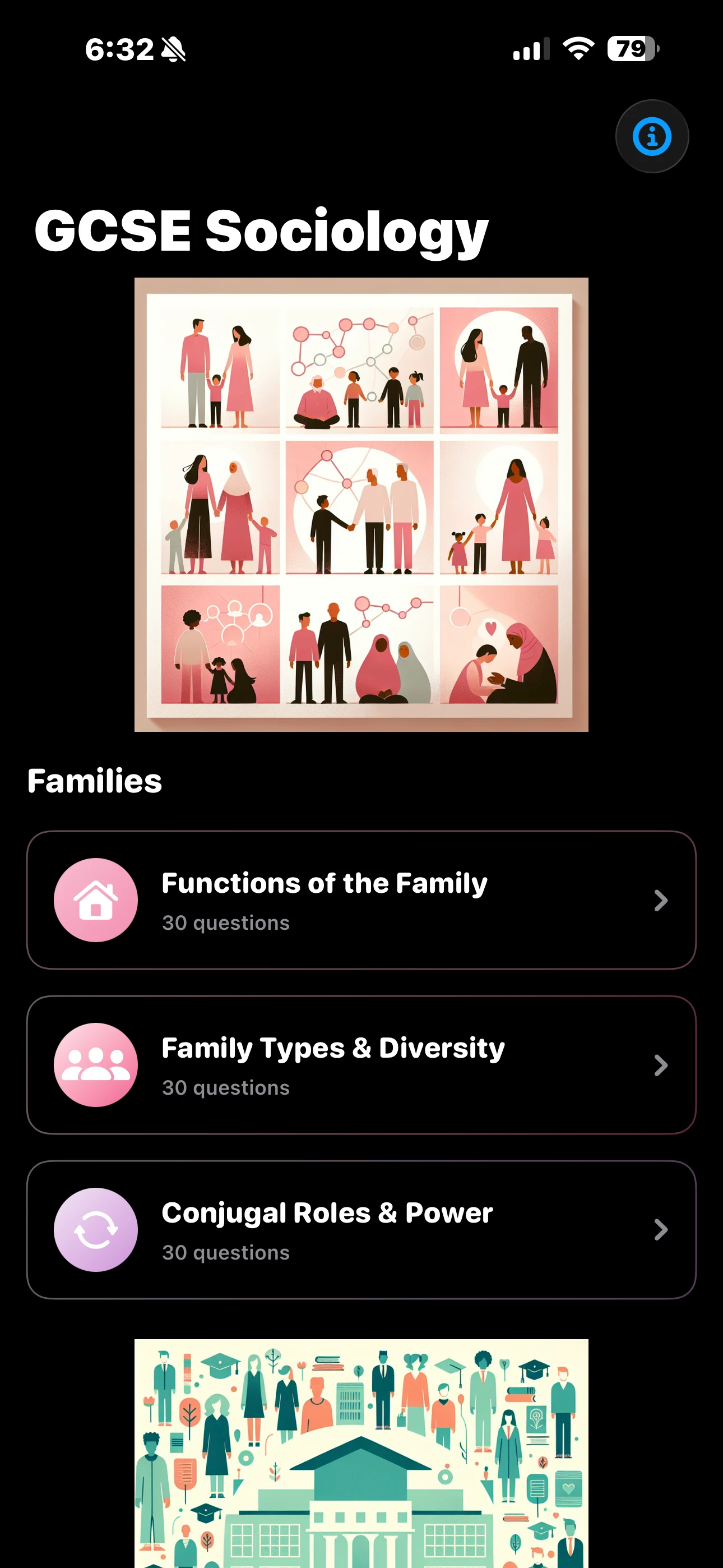 iPhone Screenshot - Topics Dark Mode