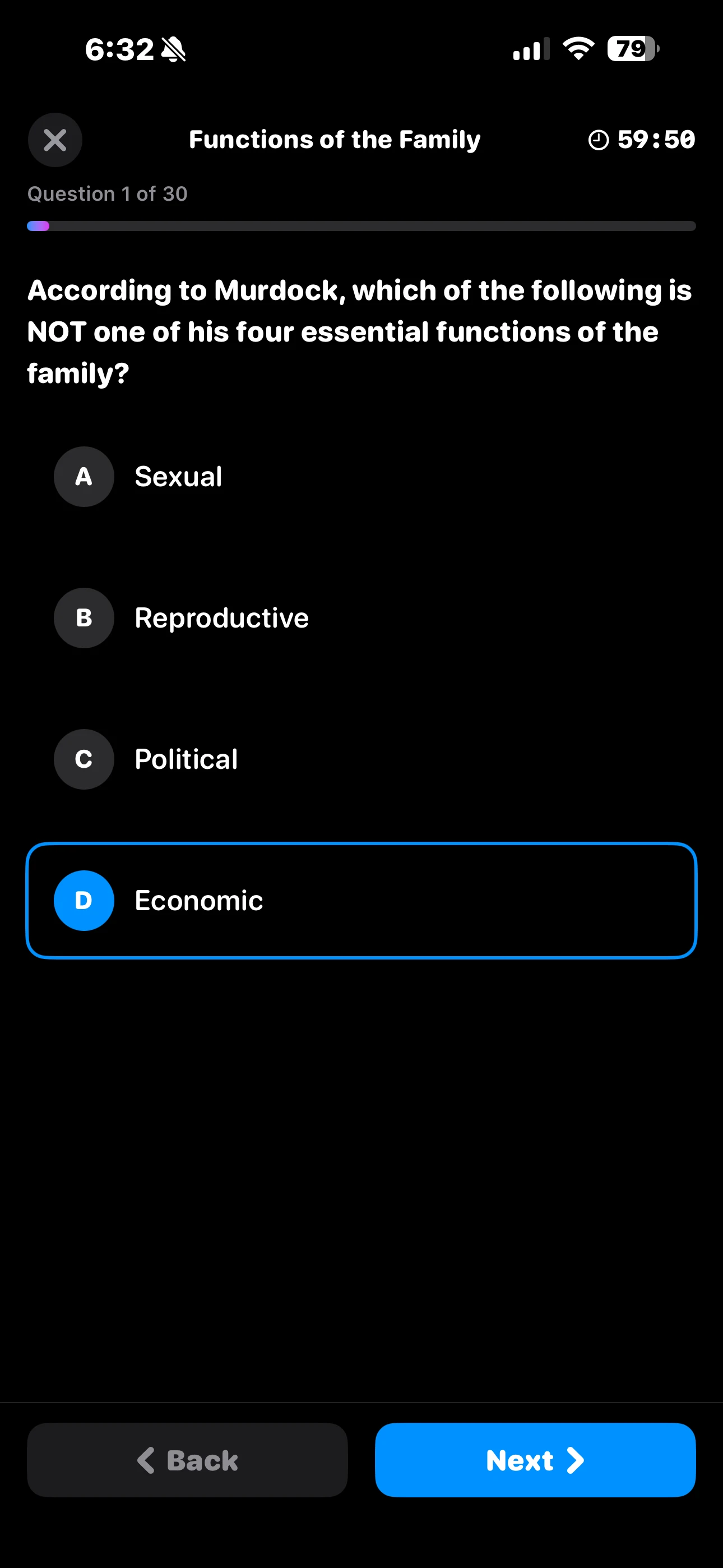 iPhone Screenshot - Quiz Dark Mode