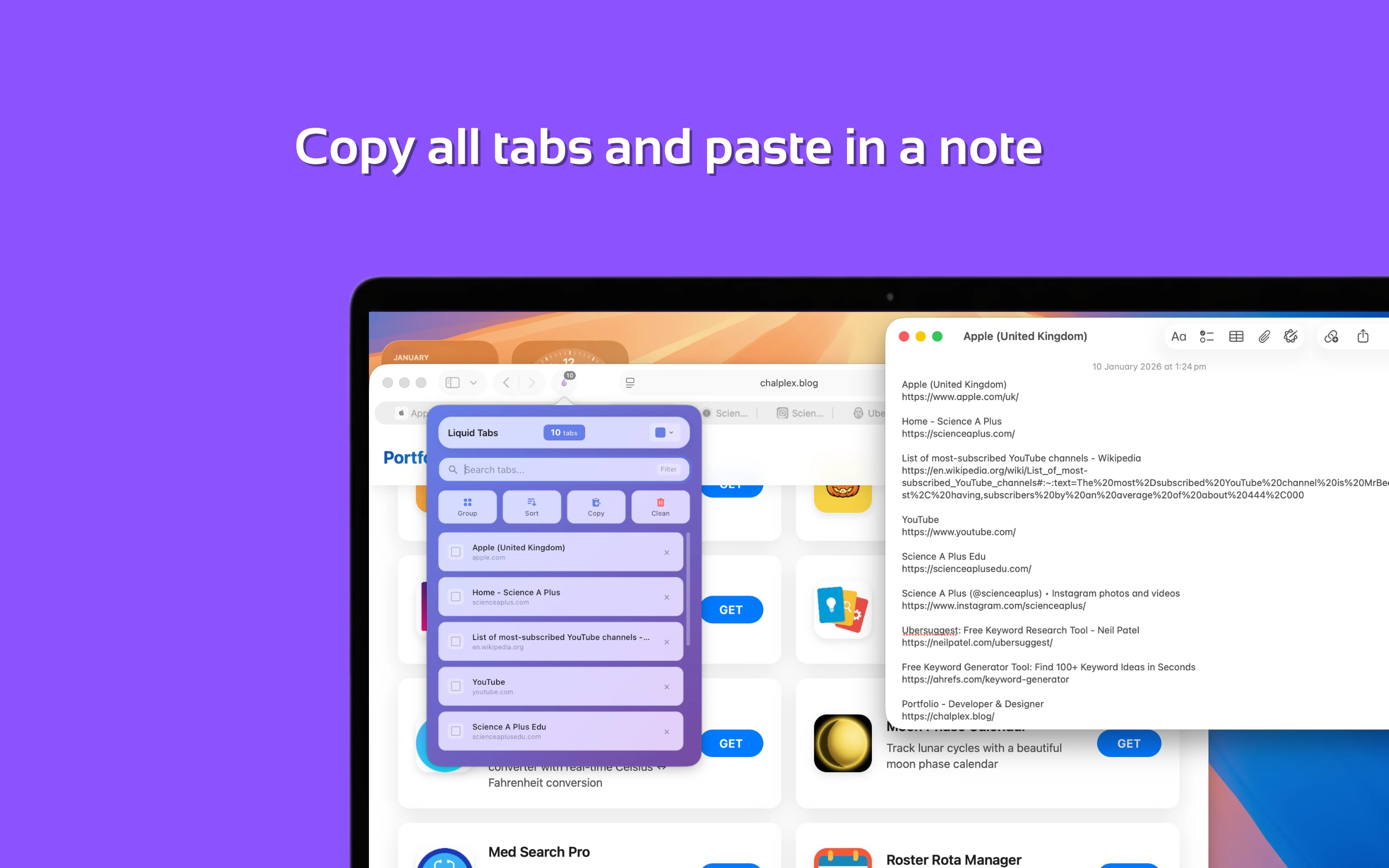 Copy all tabs to clipboard