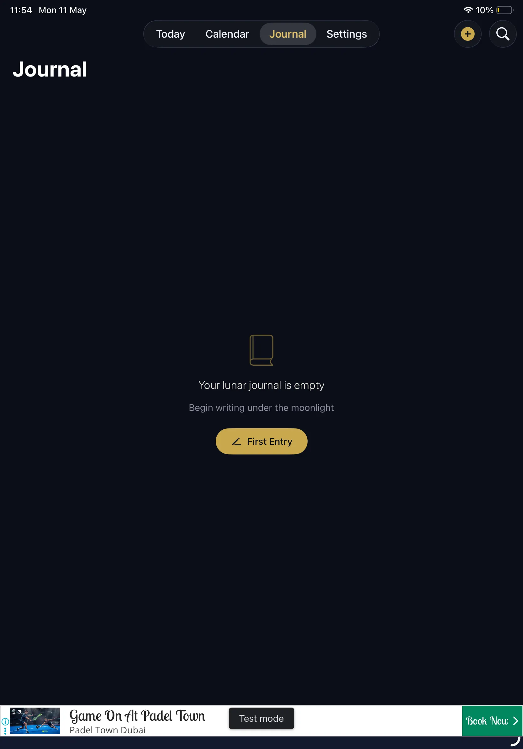 Luna Journal entry list on iPad