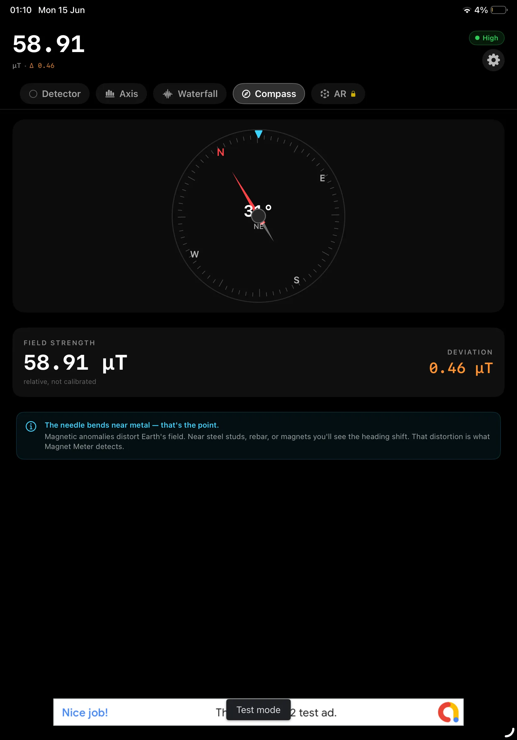 Distortion-aware compass on iPad