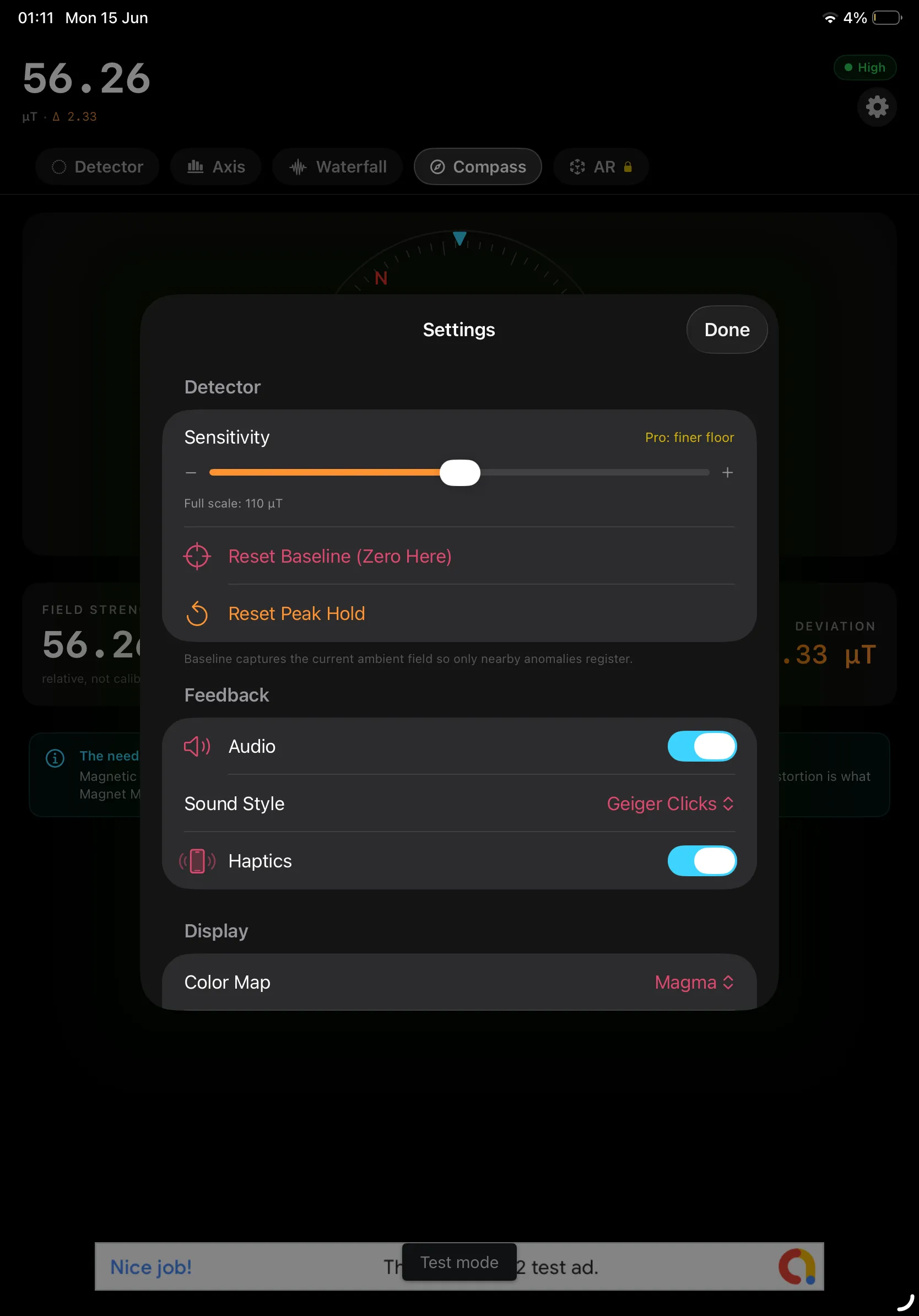 Settings on iPad