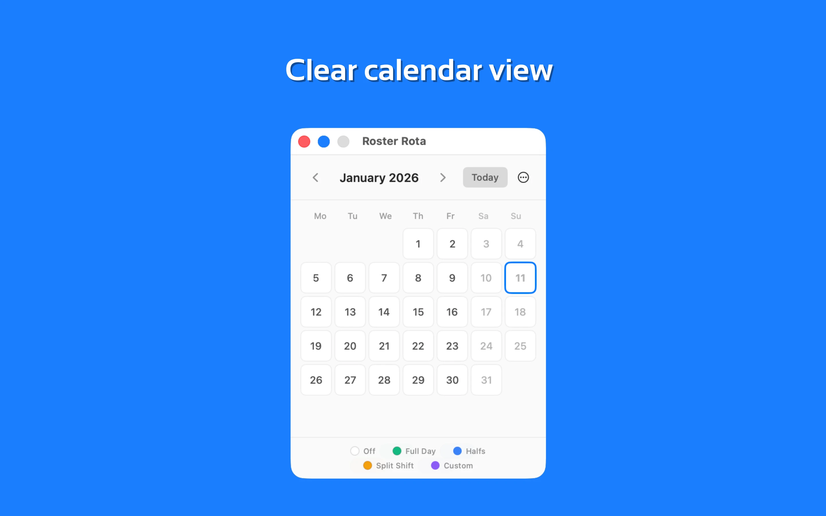 Clear calendar view