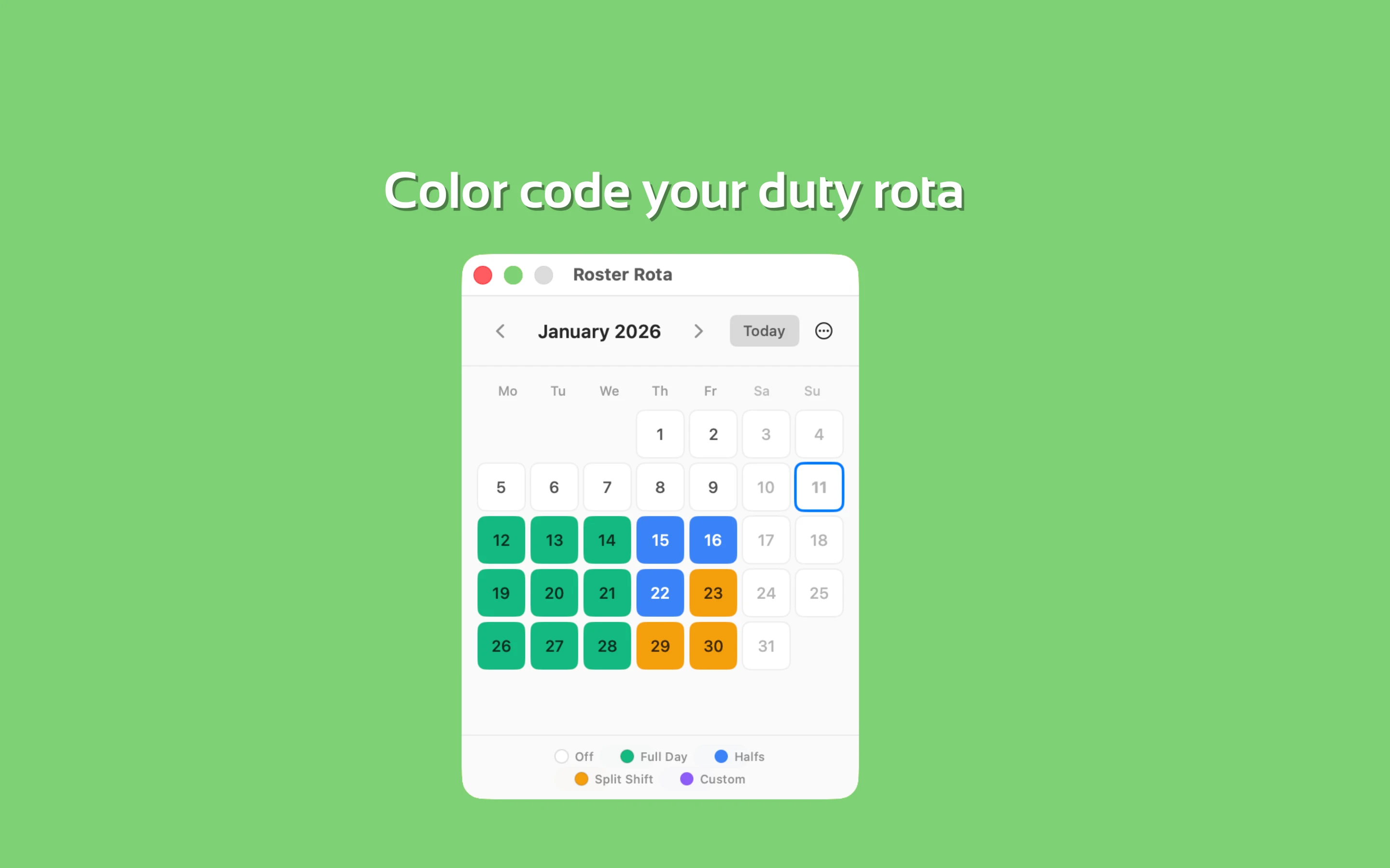 Color code your duty rota