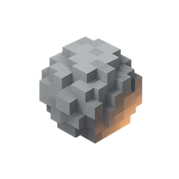 A grey voxel asteroid