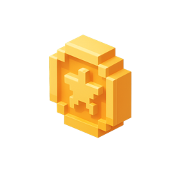 A golden voxel coin